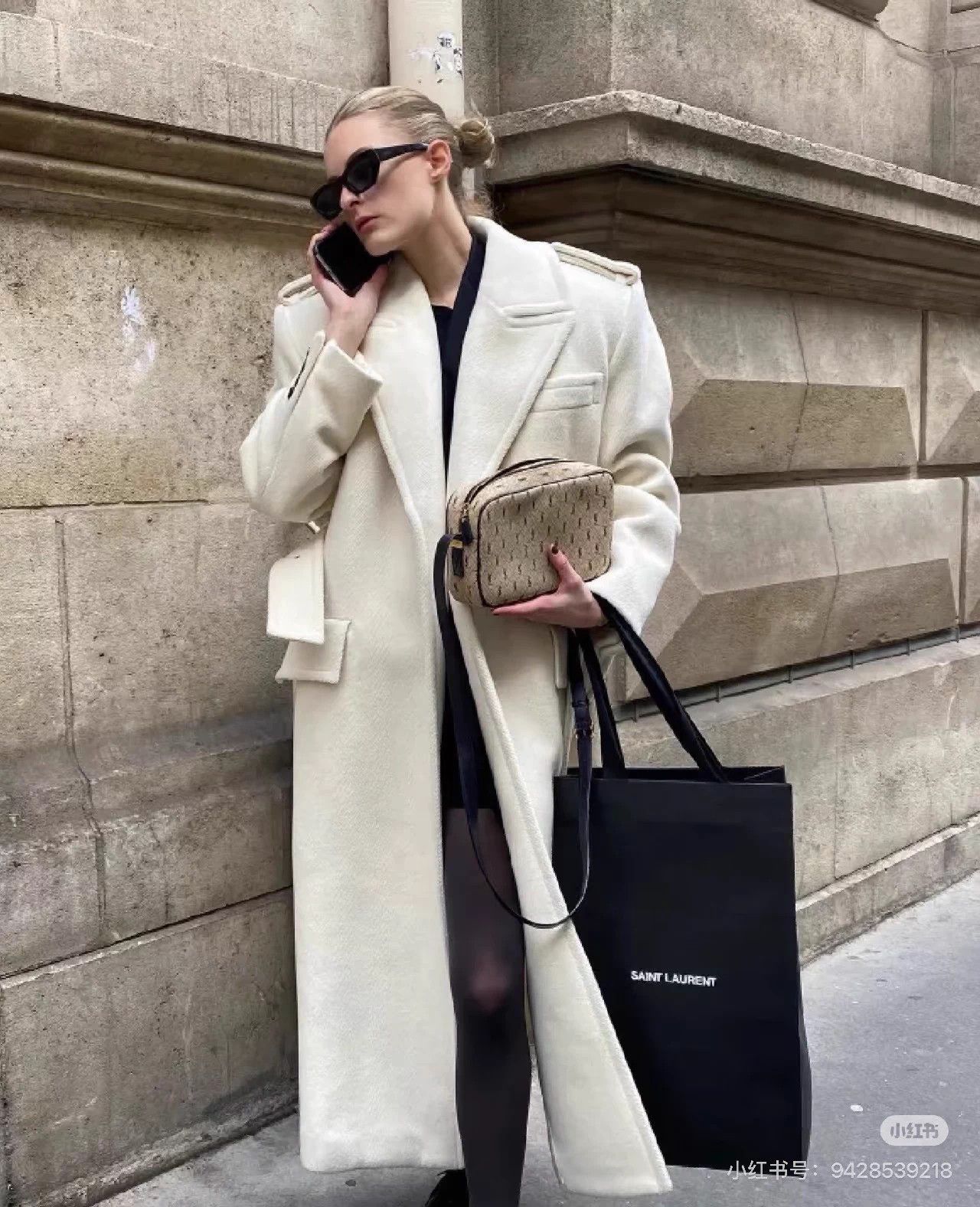 Saint Laurent Paris SLP ivory classic heavyweight wool coat 99 new Size ONE SIZE - 5 Thumbnail