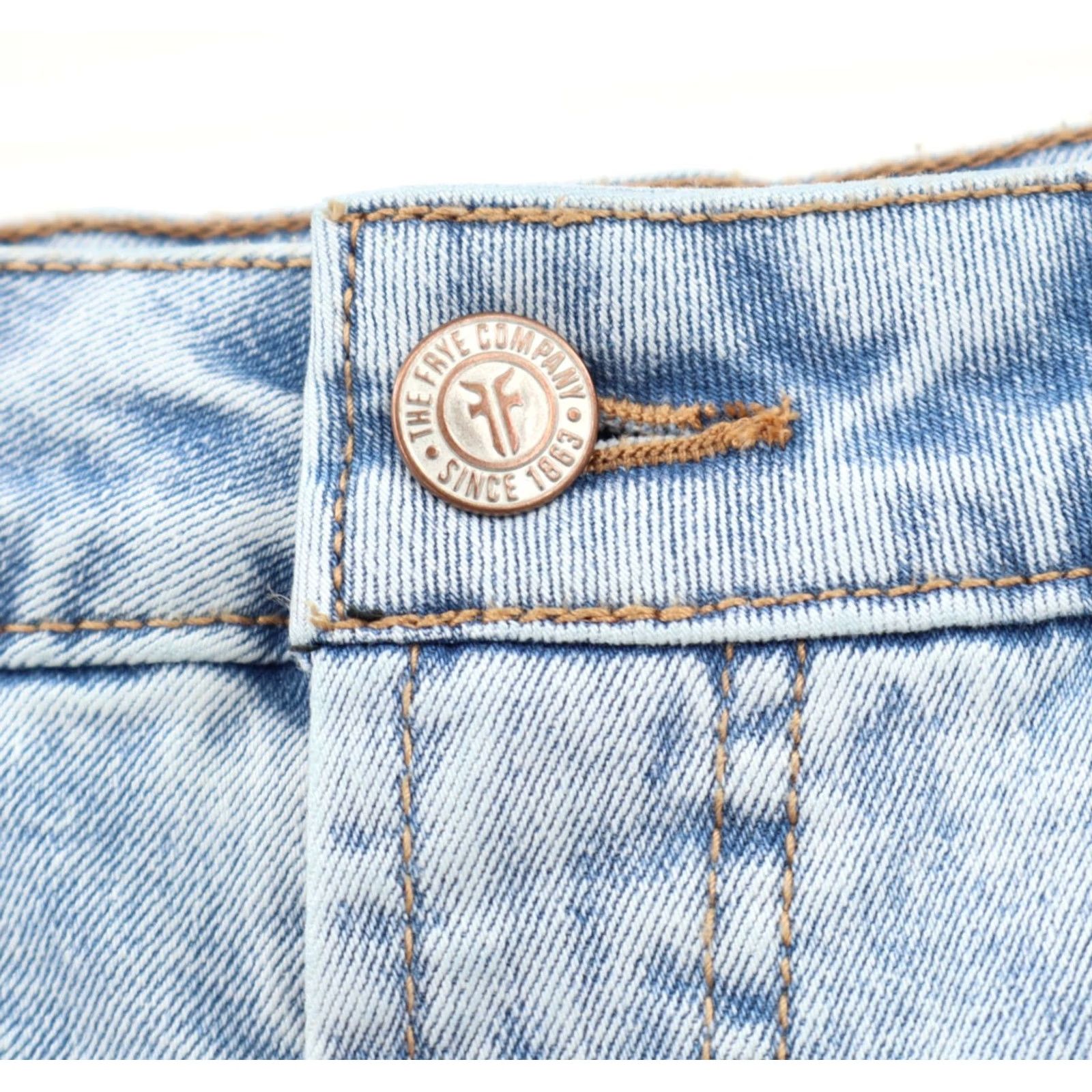 Frye Frye Women’s Straight Leg Light Wash Denim Jeans Sz 29 Regular Rise 11.5" Inseam 29" Blue Cotton Polyester Spandex Stretch Jeans Size 29" - 6 Thumbnail