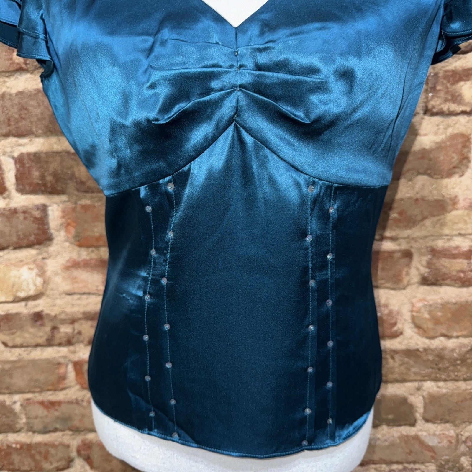 Other VTG DEPECHE MODE Turquoise 100% Silk Baby Doll Sequin Y2K Size M / US 6-8 / IT 42-44 - 3 Thumbnail