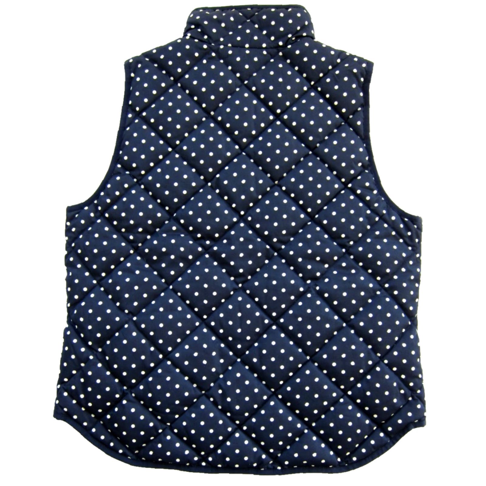 J.Crew J.CREW Navy Blue White Polka Dot Quilted Full Zip Puff Vest Women L Size L / US 10 / IT 46 - 2 Thumbnail