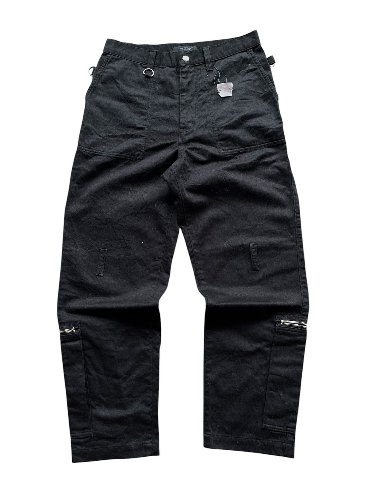 Jun Takahashi × Undercover UNDERCOVER BLACK CASUAL TROUSERS WITH ZIP BONDAGE Size US 30 / EU 46 - 2 Thumbnail