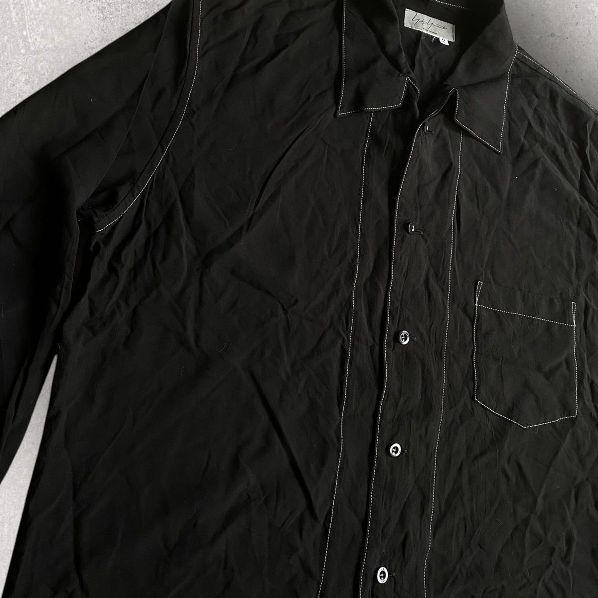 Yohji Yamamoto Mainline Contrast Stitch Rayon Oversize Shirt Size US M / EU 48-50 / 2 - 2 Thumbnail