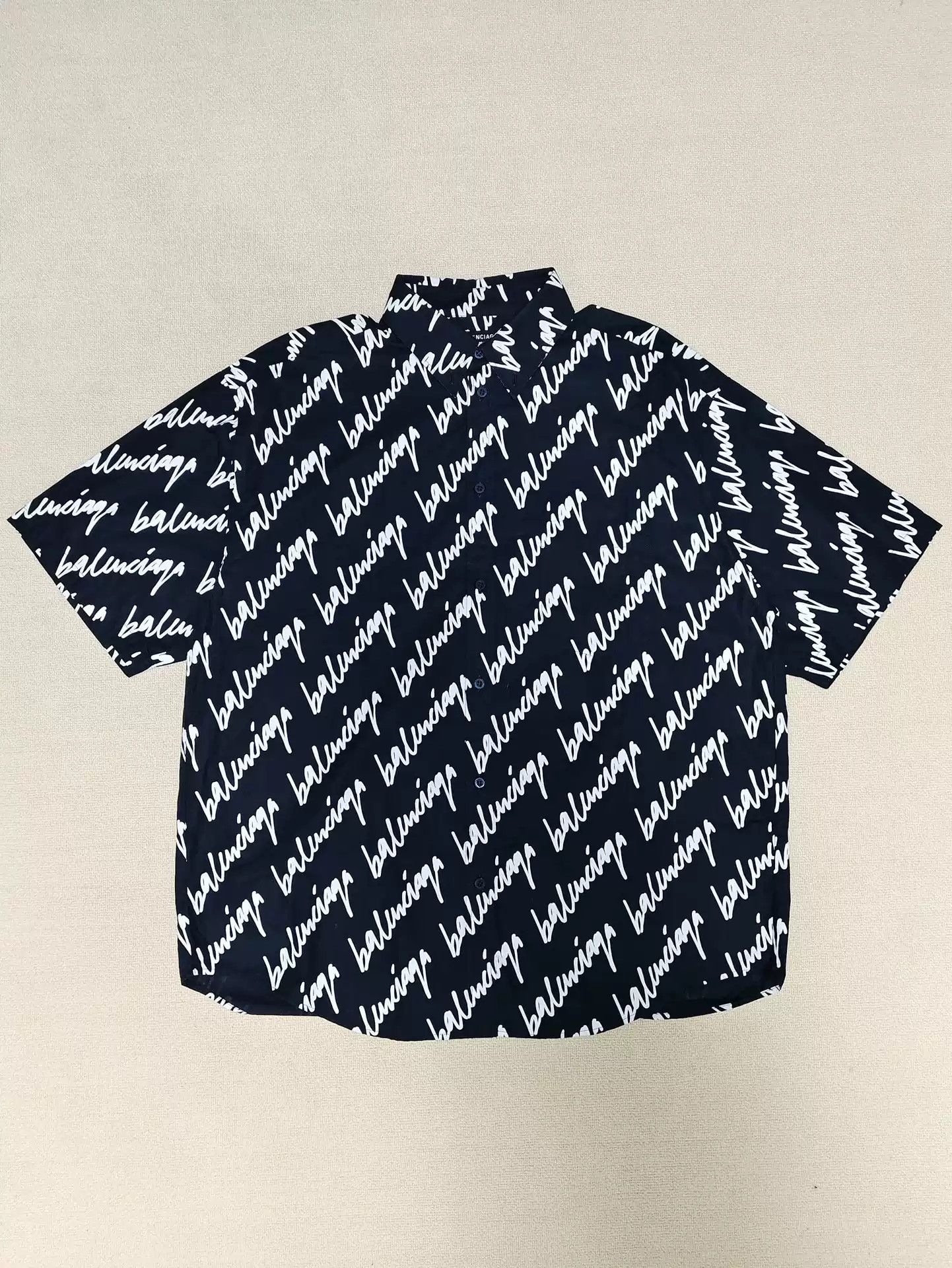Balenciaga22ss full print graffiti logo short sleeved shirt
