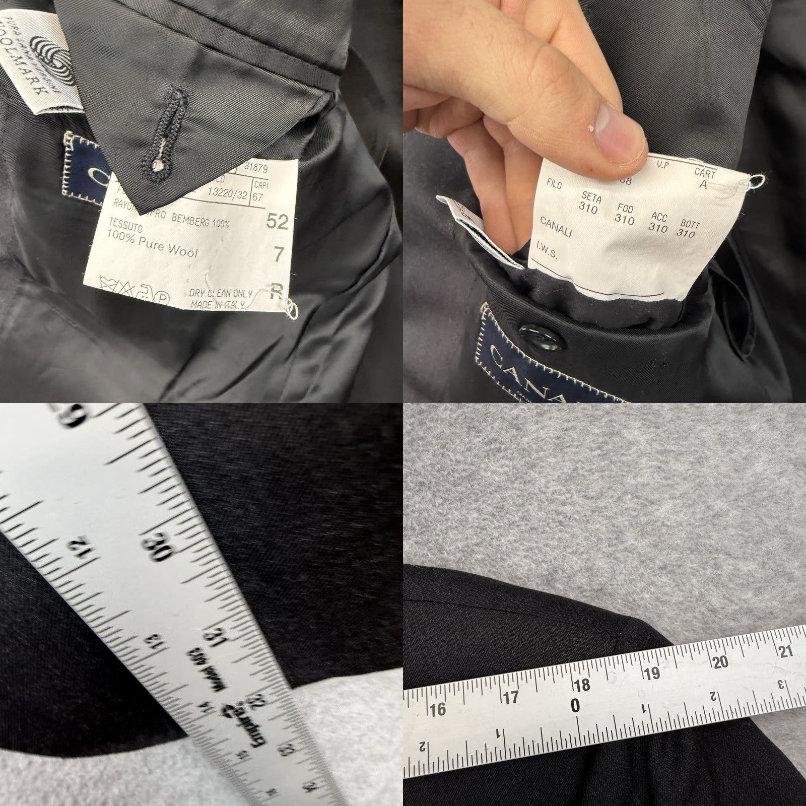 Canali Canali Blazer Sport Coat 44R Men’s Wool Gray Dark Charcoal Plaid 2 Piece Suit Jacket 54 Measurements Vintage? Size 44R - 8 Thumbnail
