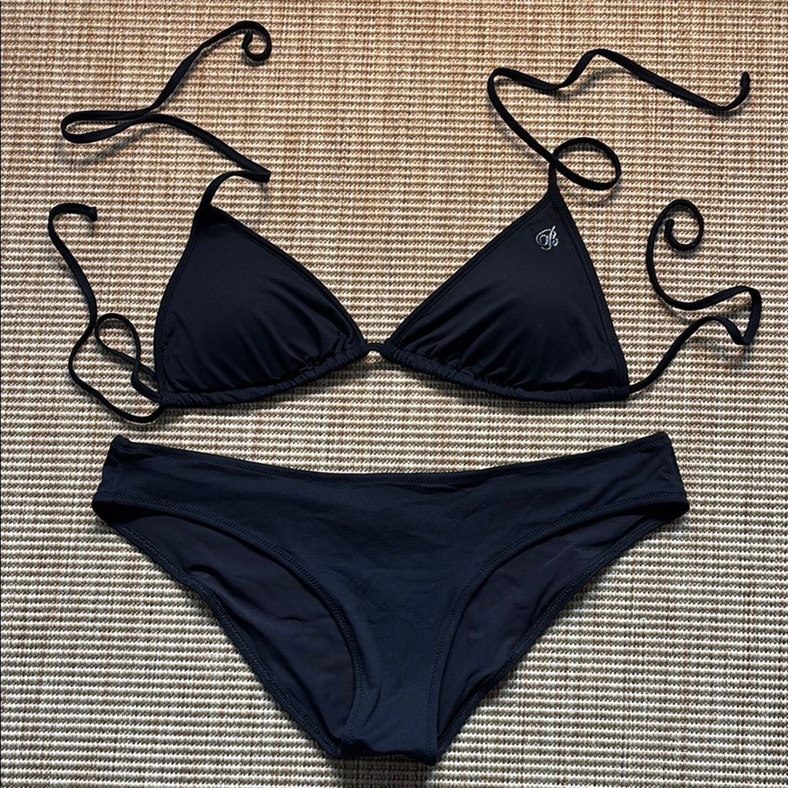 NWT Blumarine Black Triangle Bikini Set Swimwear Size L