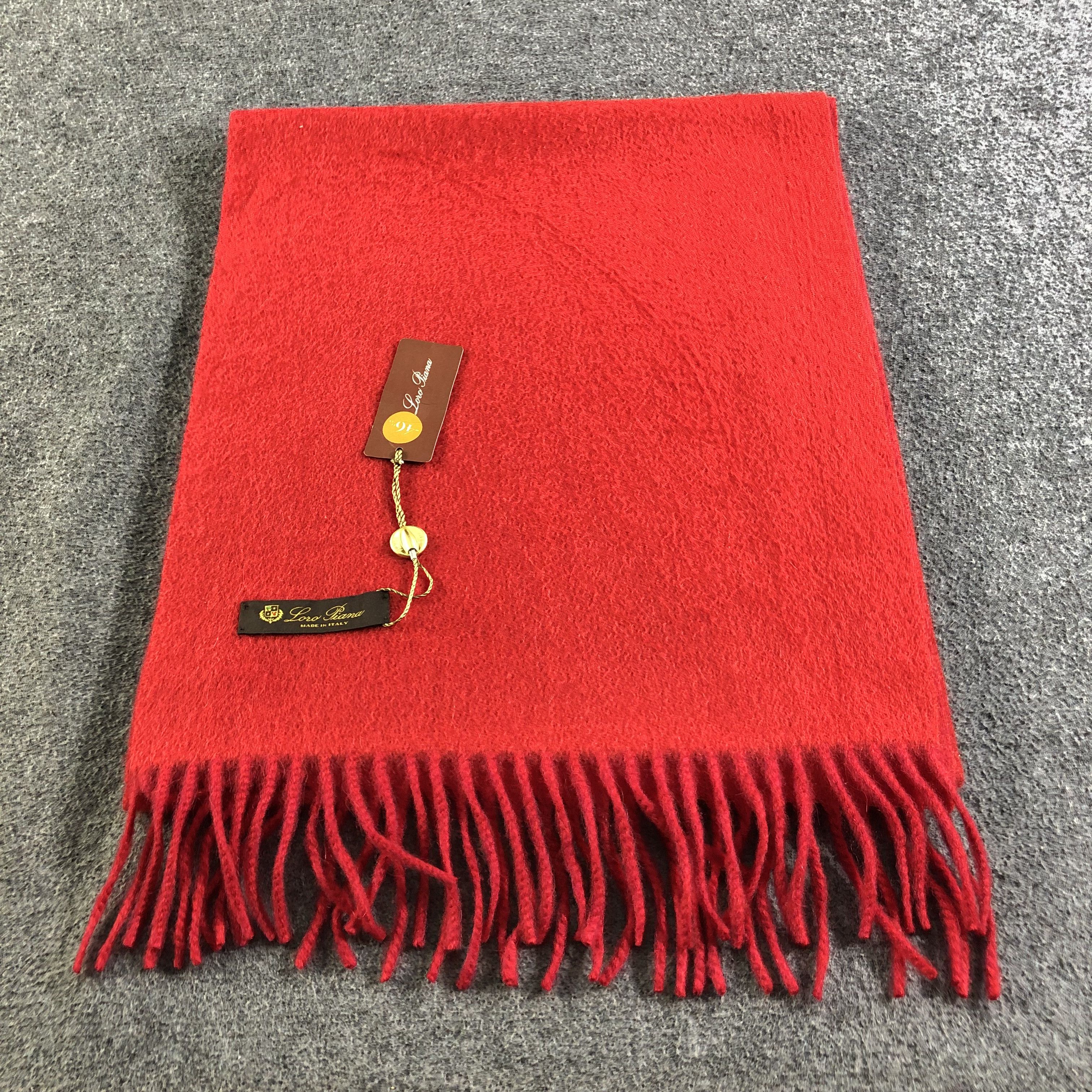 Loro Piana Loro Piana Plain Red Cashmere Scarf Muffler V2601 Size ONE SIZE - 3 Thumbnail