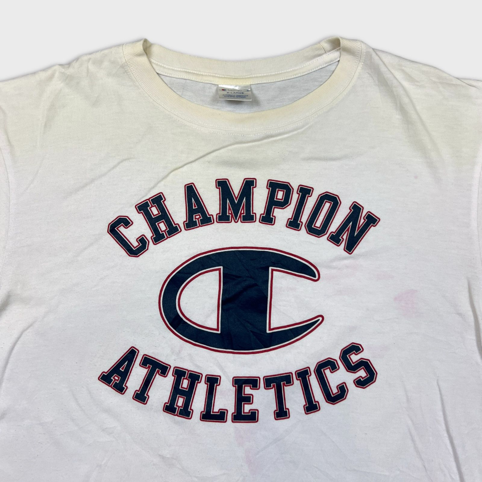 Champion × Vintage VTG 90s Champion T Shirt Athletics Script Short Sleeve Tee Size US XL / EU 56 / 4 - 2 Thumbnail