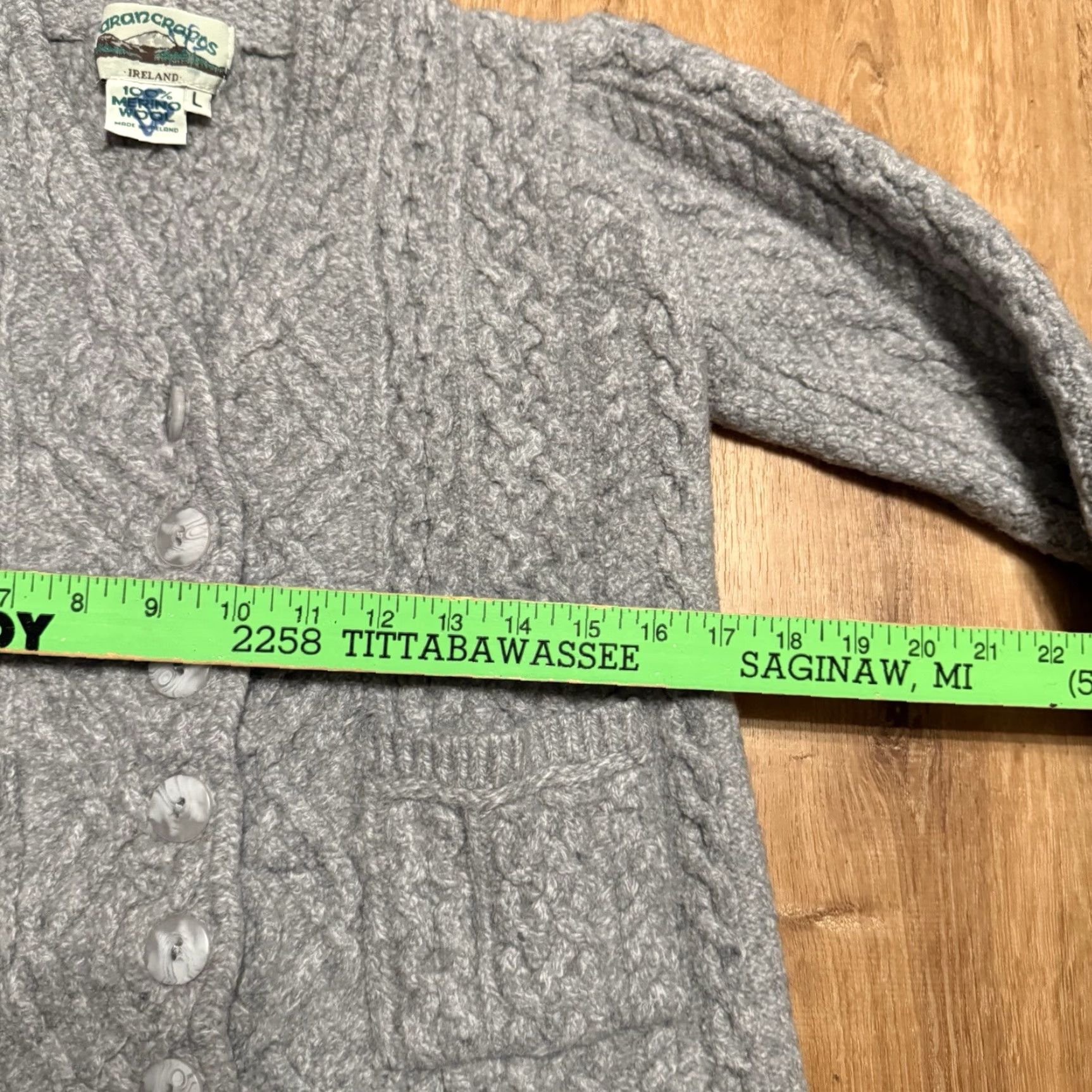 Vintage VINTAGE Aran Crafts Cardigan Sweater Button Down Pockets Gray Size L Women Merino Wool Down Knit Chunky Irland Regular Size M / US 6-8 / IT 42-44 - 7 Thumbnail