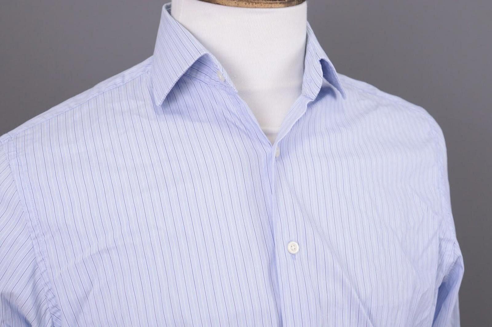Designer Hackett London Classic Fit Pinstripe Blue Shirt Size 39 Size US M / EU 48-50 / 2 - 7 Thumbnail