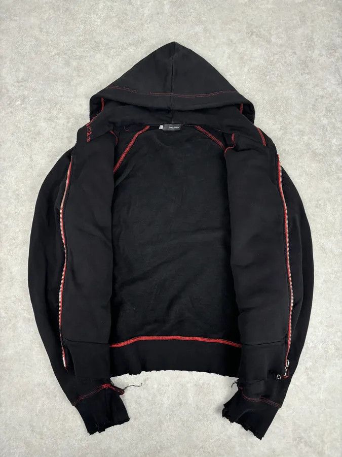 Dsquared2 2000s Dsquared2 Black Distressed Zip-up Hoodie Size US M / EU 48-50 / 2 - 7 Thumbnail