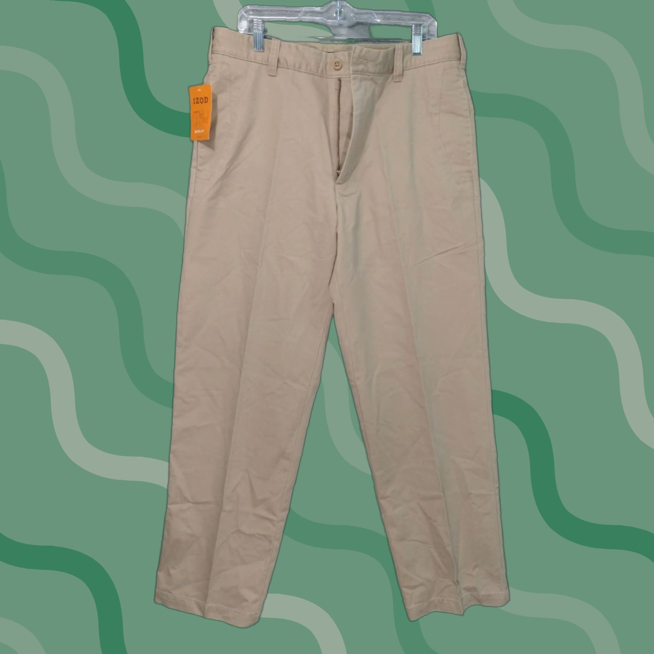 Izod IZOD Pants Mens 34x32 Beige Chino Flat Front Metrix Fit Easy Care Cotton Regular 34 Beige Men Pants Mens Chino 90s? (no, avoid inaccuracies) Size US 34 / EU 50 - 1 Thumbnail