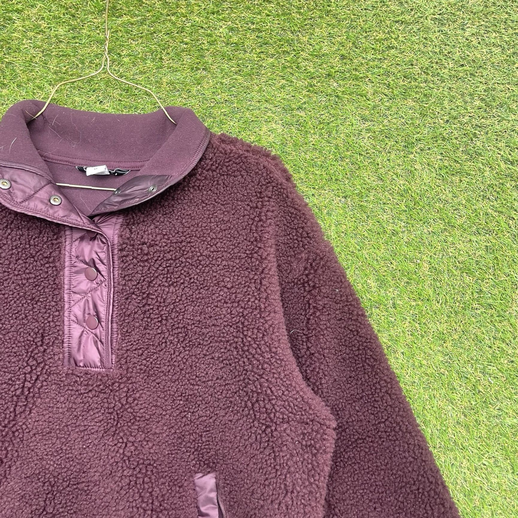 Athleta Athleta Sweatshirt Womens M Cozy Sherpa Snap Eggplant Wine Henley Deep Pile Pullover Quad Pocket Colorful Casual Womens Size M / US 6-8 / IT 42-44 - 3 Thumbnail