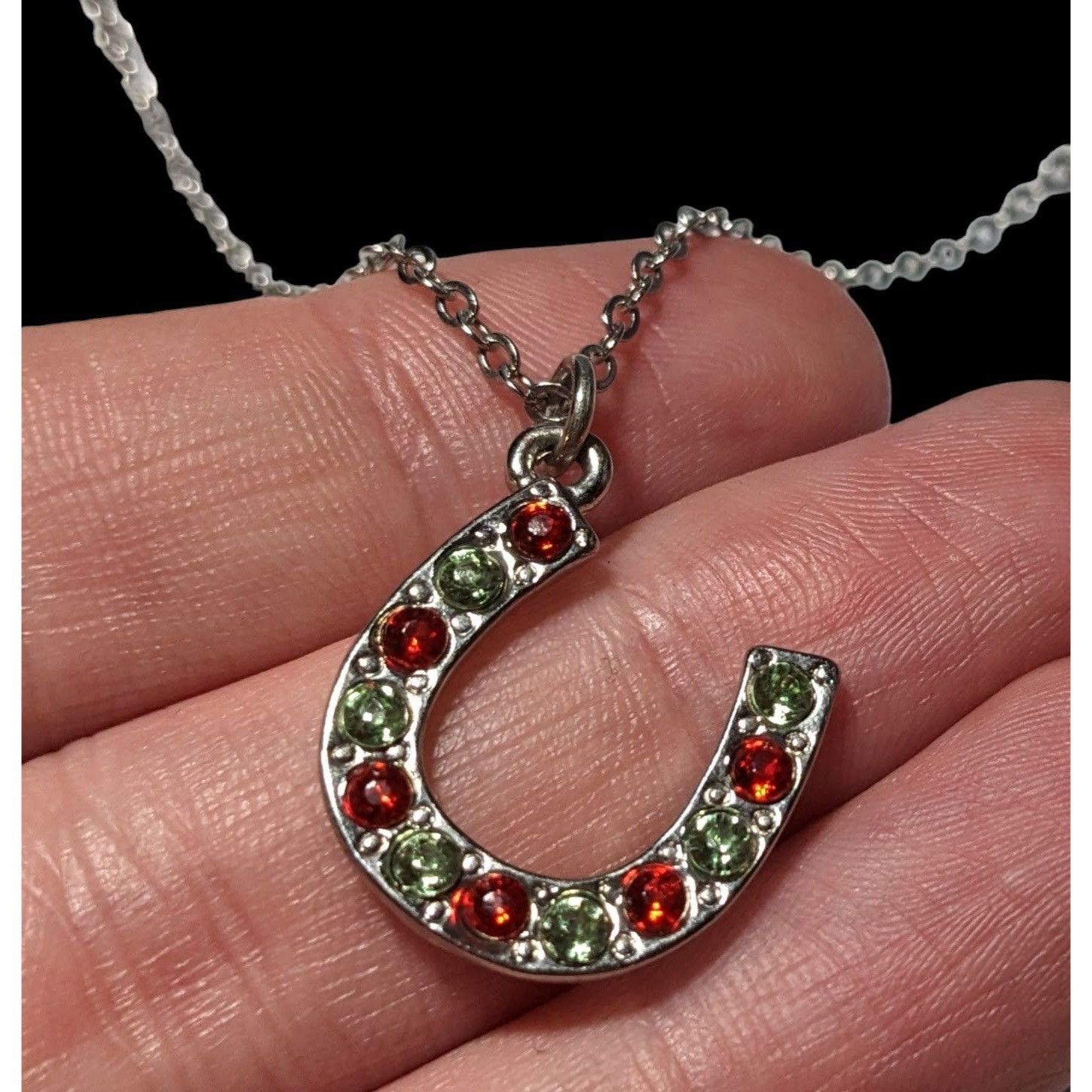 Other Red And Green Rhinestone Horseshoe Necklace Size ONE SIZE - 6 Thumbnail
