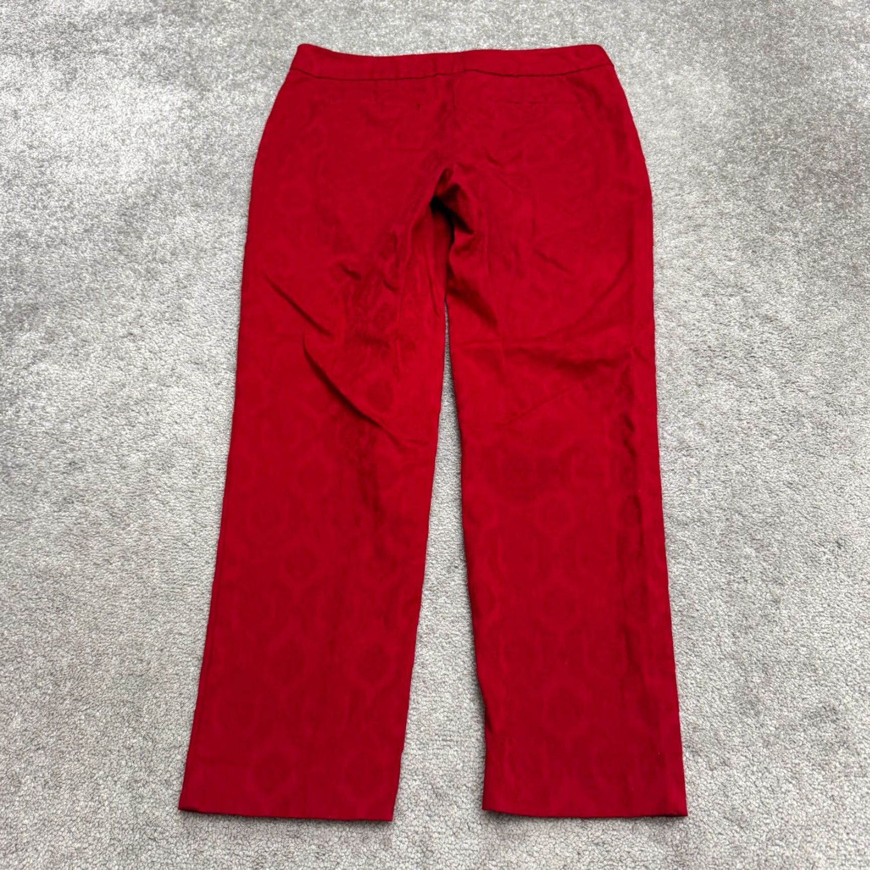 Talbots Talbots Pants Womens 10 Red Floral Jacquard Cotton Straight Ankle 34x28 Vintage No Rise High 28 Inseam Size 32" / US 10 / IT 46 - 2 Thumbnail