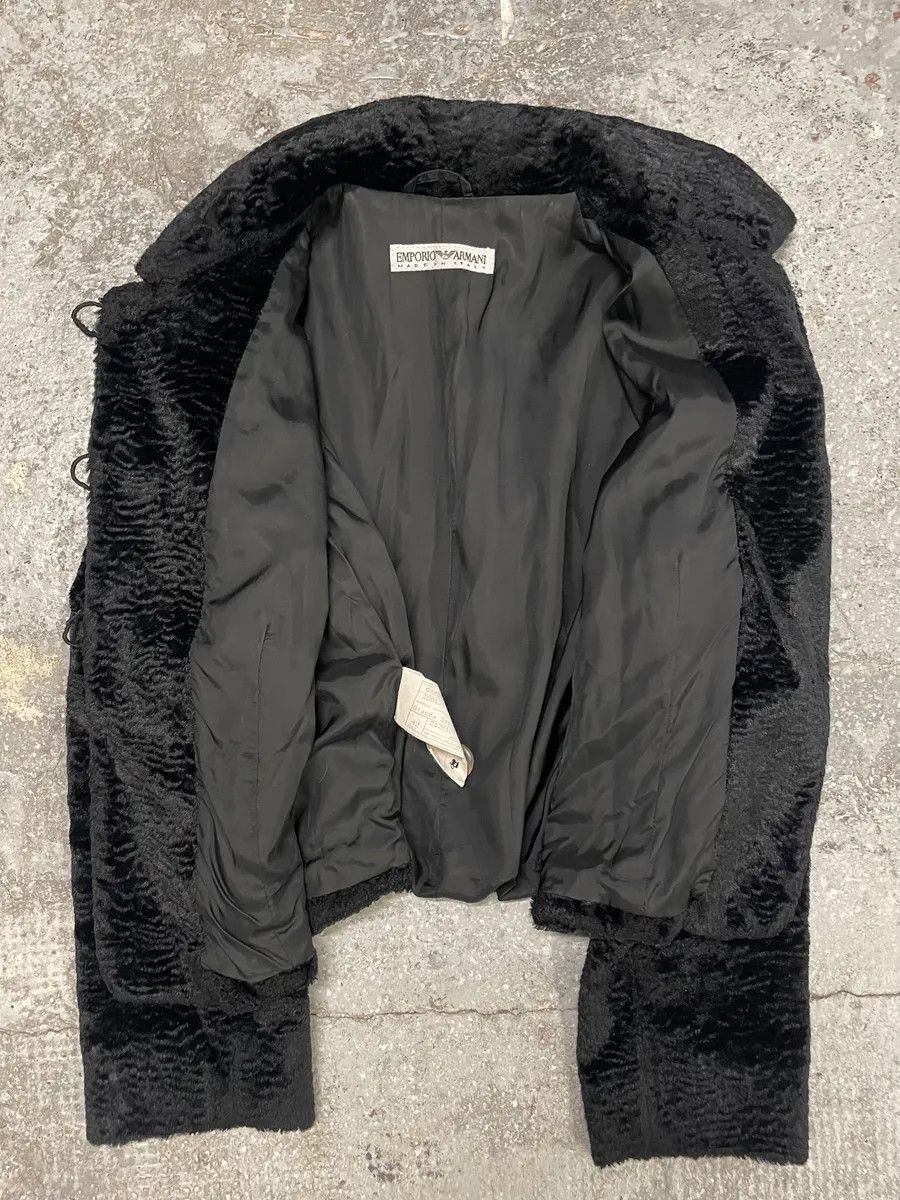 Emporio Armani × Vintage 1990s Emporio Armani Black Fur Effect Buttoned Jacket Size XS / US 0-2 / IT 36-38 - 5 Thumbnail