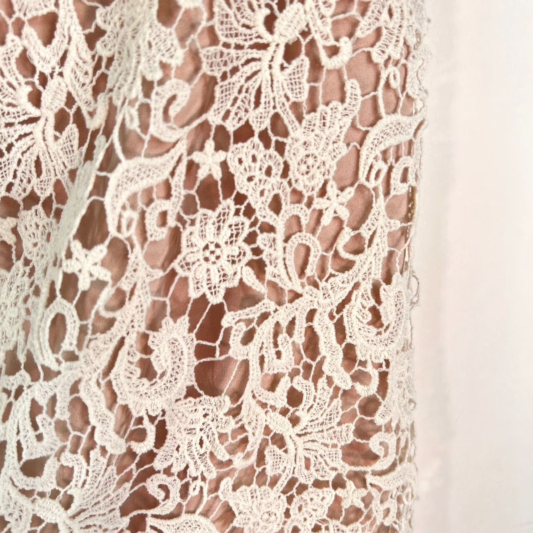 French Connection French Connection Lace Overlay Skirt Women Size 6 Beige Knee Length A-Line Women's Casual, Workwear, Party Size 28" / US 6 / IT 42 - 2 Thumbnail
