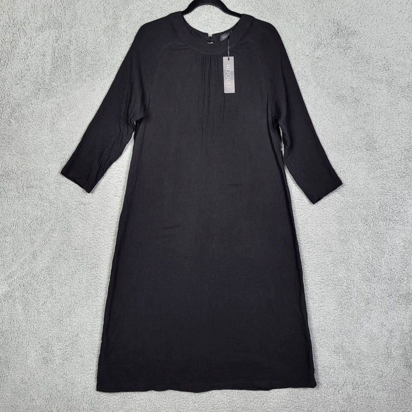 Vintage ROOLEE Women's Black 3/4 Sleeve Mini Dress Cotton Size S Size S / US 4 / IT 40 - 2 Thumbnail
