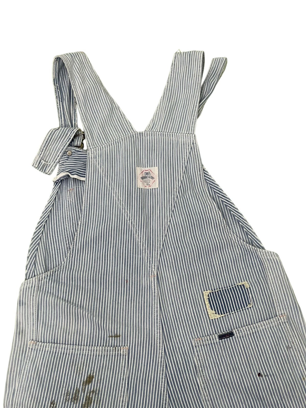 Edwin Hickory Overalls Vtg 90s Edwin Japan Paint Splashed 7🟦3 Size US 35 - 19 Thumbnail
