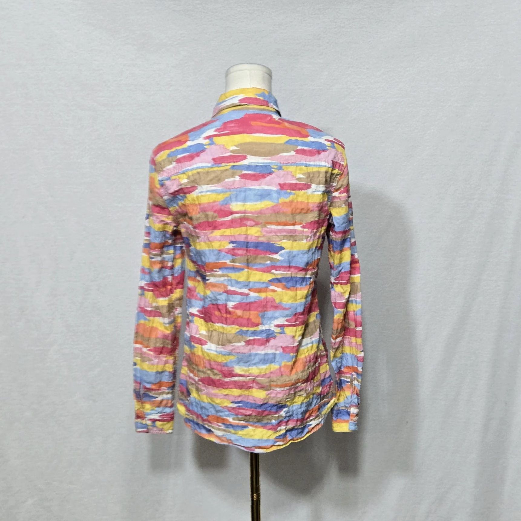 J.McLaughlin J.McLaughlin Shirt Womens XS Multicolor Watercolor Print Button-Down Long Sleeve Size XS / US 0-2 / IT 36-38 - 3 Thumbnail