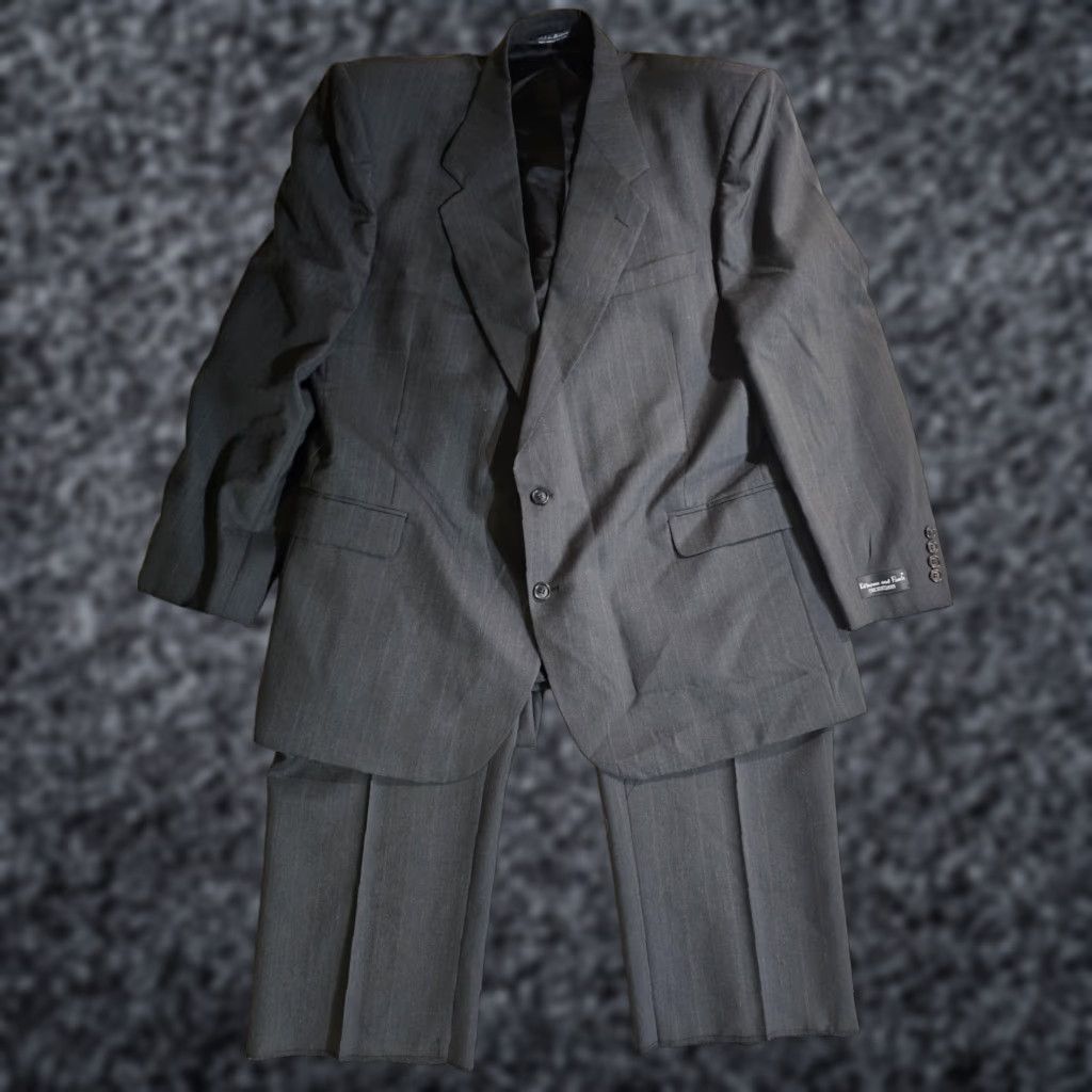 Vintage VINTAGE Kilburne & Finch Classic 2 Piece Wool Blend Suit Pin Striped Mens 48L 43W Black NWTs Size 48R - 1 Thumbnail