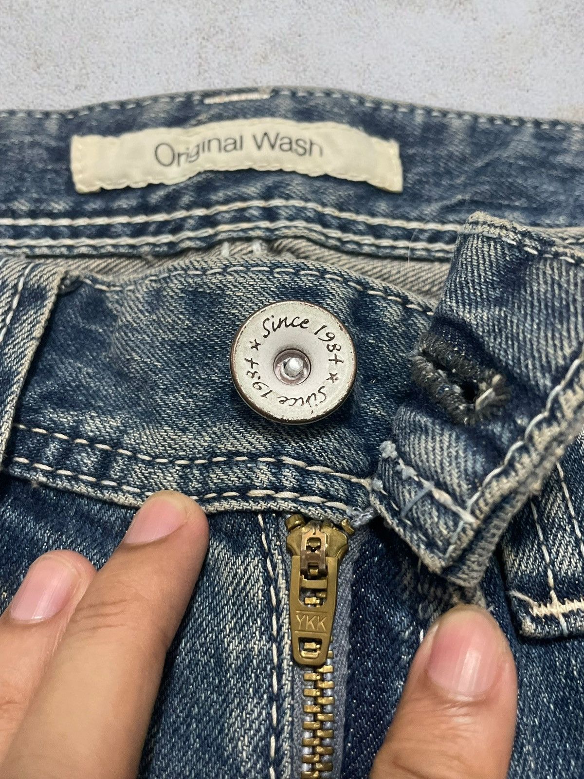 Marni × Uniqlo Vintage Y2k Uniqlo Blue Wash Women Ripped Flared Jeans Size 29" - 11 Thumbnail