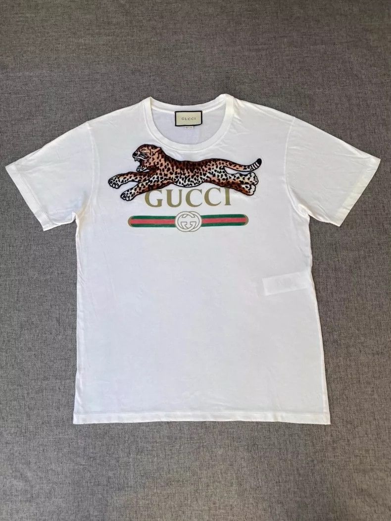 Gucci Gucci Leopard embroidered cotton short-sleeved T-shirt 2505 Size US L / EU 52-54 / 3 - 1 Thumbnail