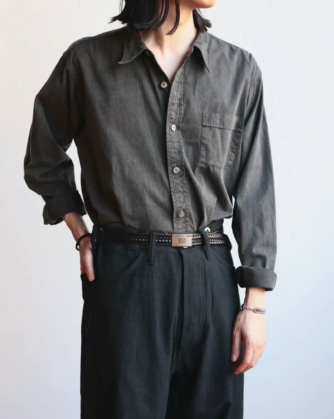 Other T.T LOT.106 NARROW COLLAR Ink-Dyed 25AW Long Sleeve Shirt Size US L / EU 52-54 / 3 - 3 Thumbnail