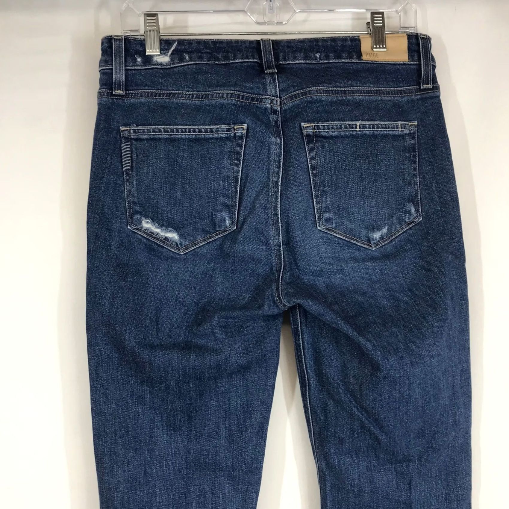 Paige PAIGE Colette Crop Flare Jeans Medium Wash Distressed Raw Hem Size 28 Size 28" / US 6 / IT 42 - 5 Thumbnail