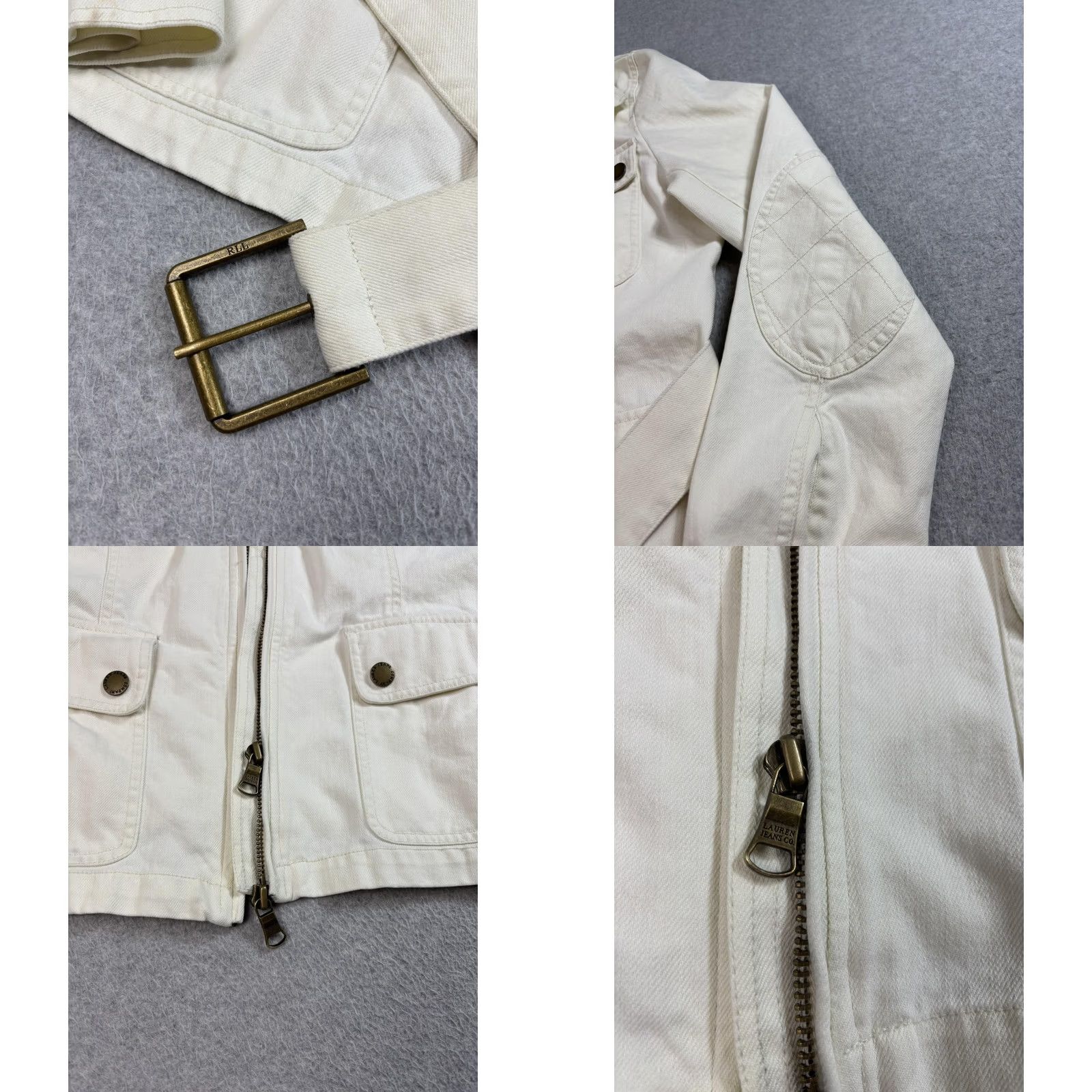 Ralph Lauren Lauren Ralph Lauren Jacket Womens Large White Belted Utility Boho 90s Denim Cotton Pockets Jacket Coat Size L / US 10 / IT 46 - 8 Thumbnail