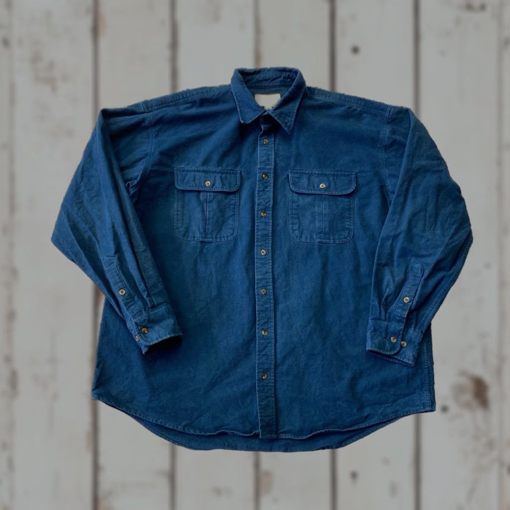 Vintage VINTAGE Cabela's Shirt Deerskin Soft Chamois Cotton Shirt Blue 2XL Mens Button-Up Night 90s Classic Outdoor/Workwear Size US XXL / EU 58 / 5 - 1 Thumbnail