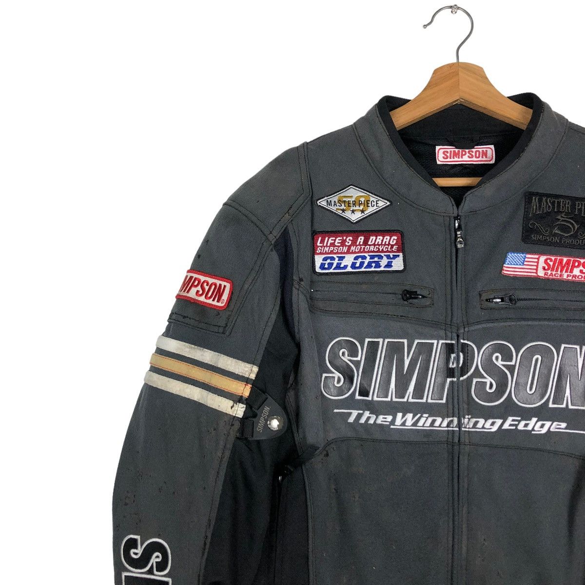 Hein Gericke 🔥VINTAGE DRAG RACING BIKER MOTORCROSS SIMPSON BIG LOGO Size US L / EU 52-54 / 3 - 5 Thumbnail