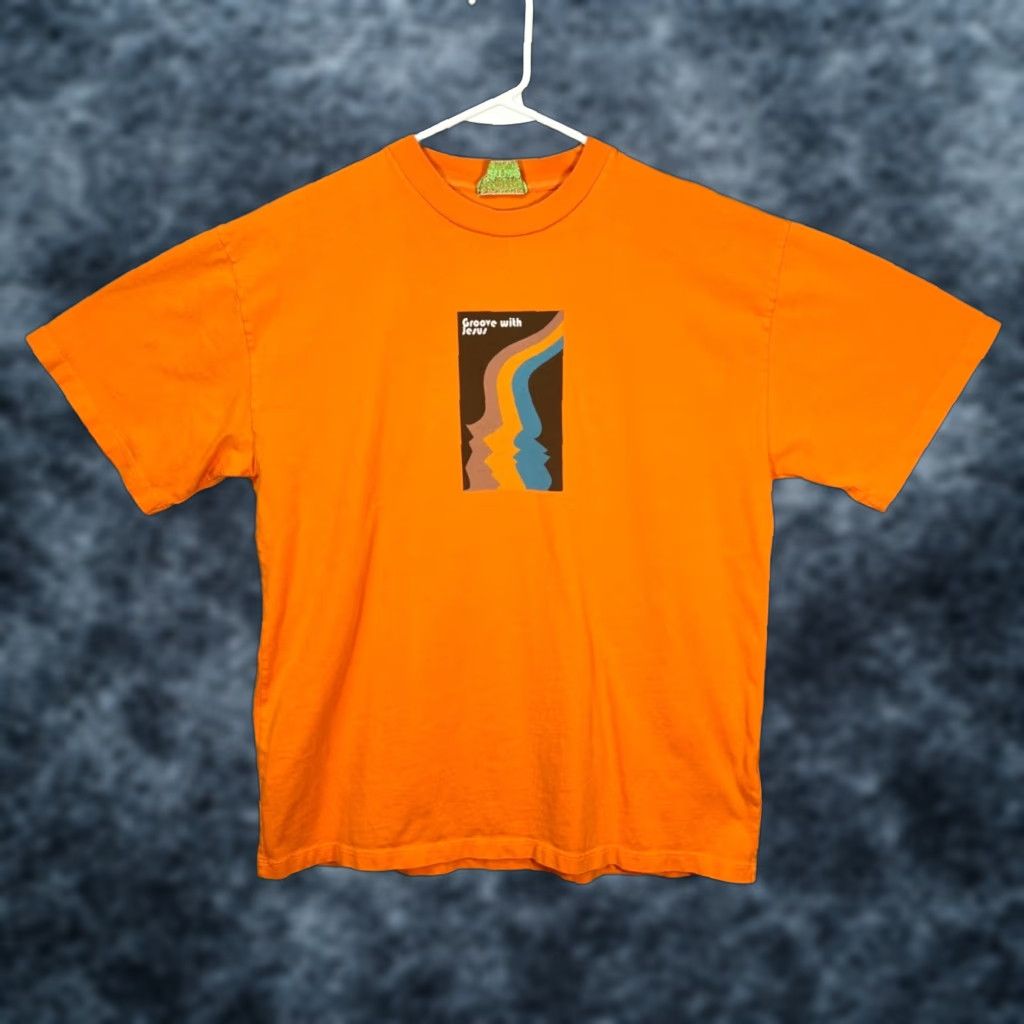 Aries VINTAGE Aries Mens Size Medium Groove With Jesus Graphic T Shirt Orange 100% Cotton Shirt Mens Orange 90s Jesus Graphic Aries Shirt Size US M / EU 48-50 / 2 - 1 Thumbnail