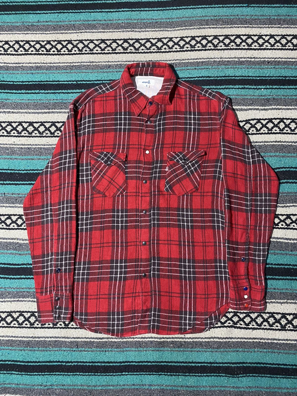 45rpm 45rpm 🇯🇵 Turquoise Snap Button Flannel Cotton Shirt Size US L / EU 52-54 / 3 - 1 Thumbnail