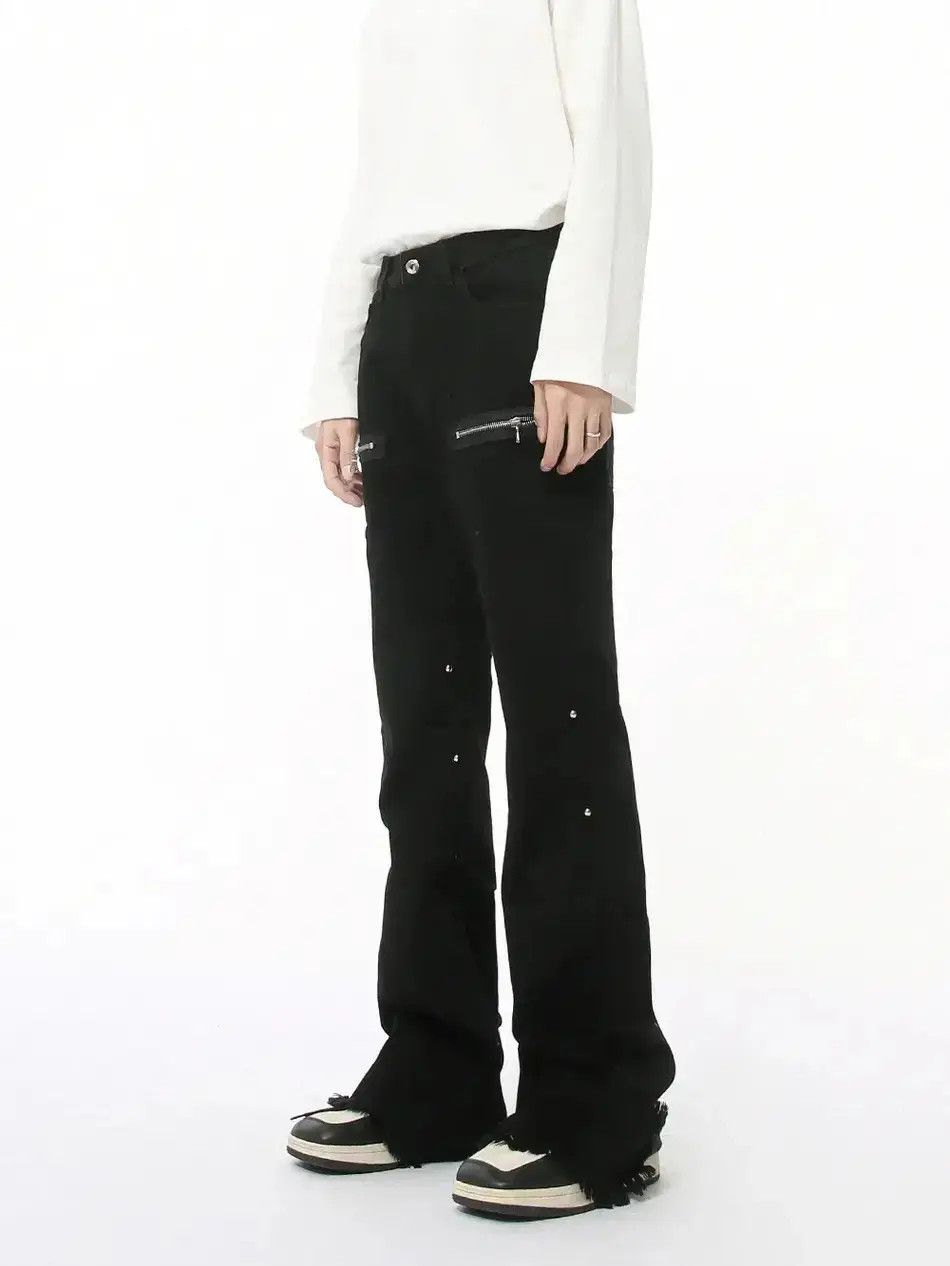 Japanese Brand Retro zipper patchwork fringed jeans Size US 32 / EU 48 - 1 Thumbnail