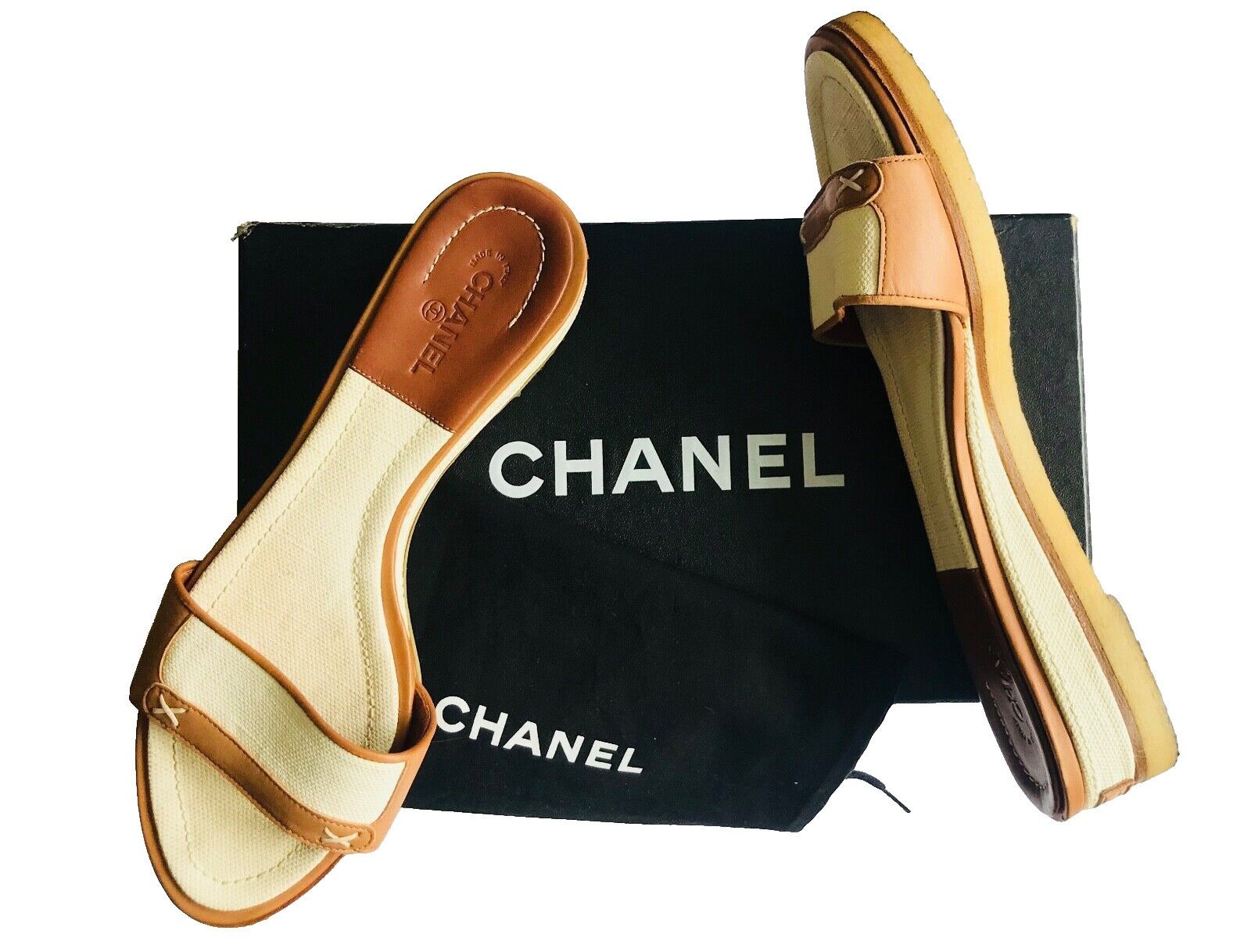 Chanel 2007C Canvas and Leather Vintage Mules Size US 7 / IT 37 - 8 Thumbnail