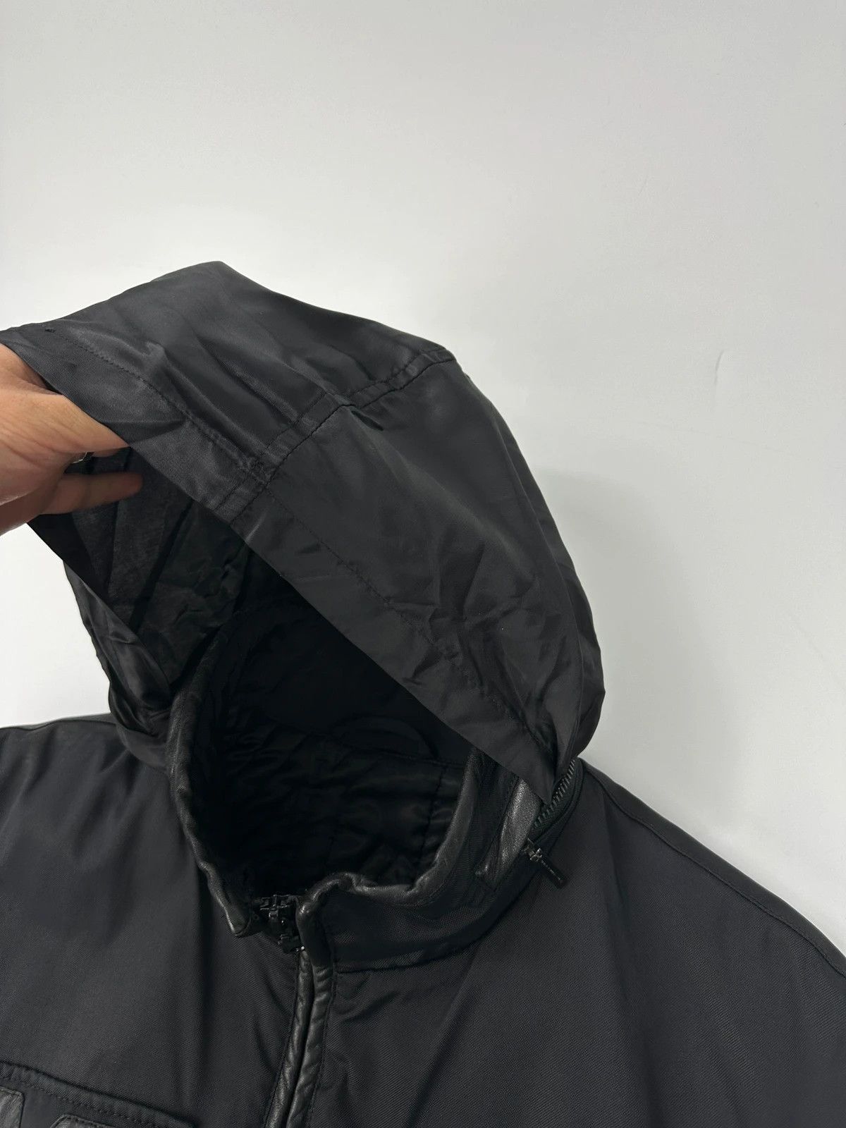 Versace Versace Black Cotton & Leather Padded Bomber Jacket Hoded Size US M / EU 48-50 / 2 - 5 Thumbnail