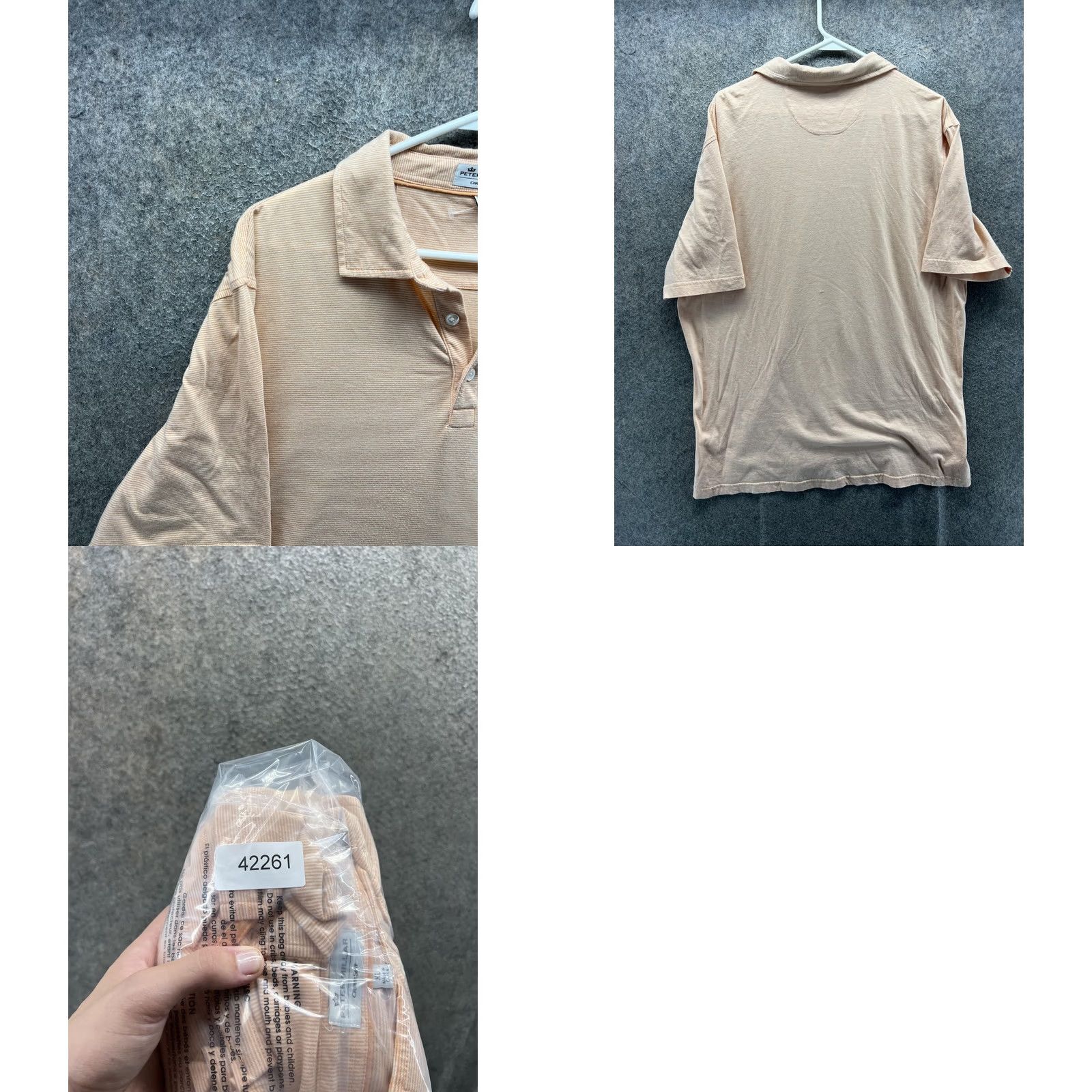 Peter Millar Peter Millar Crown Sport Polo Shirt Mens XL Orange Striped Short Sleeve Size US XL / EU 56 / 4 - 8 Thumbnail