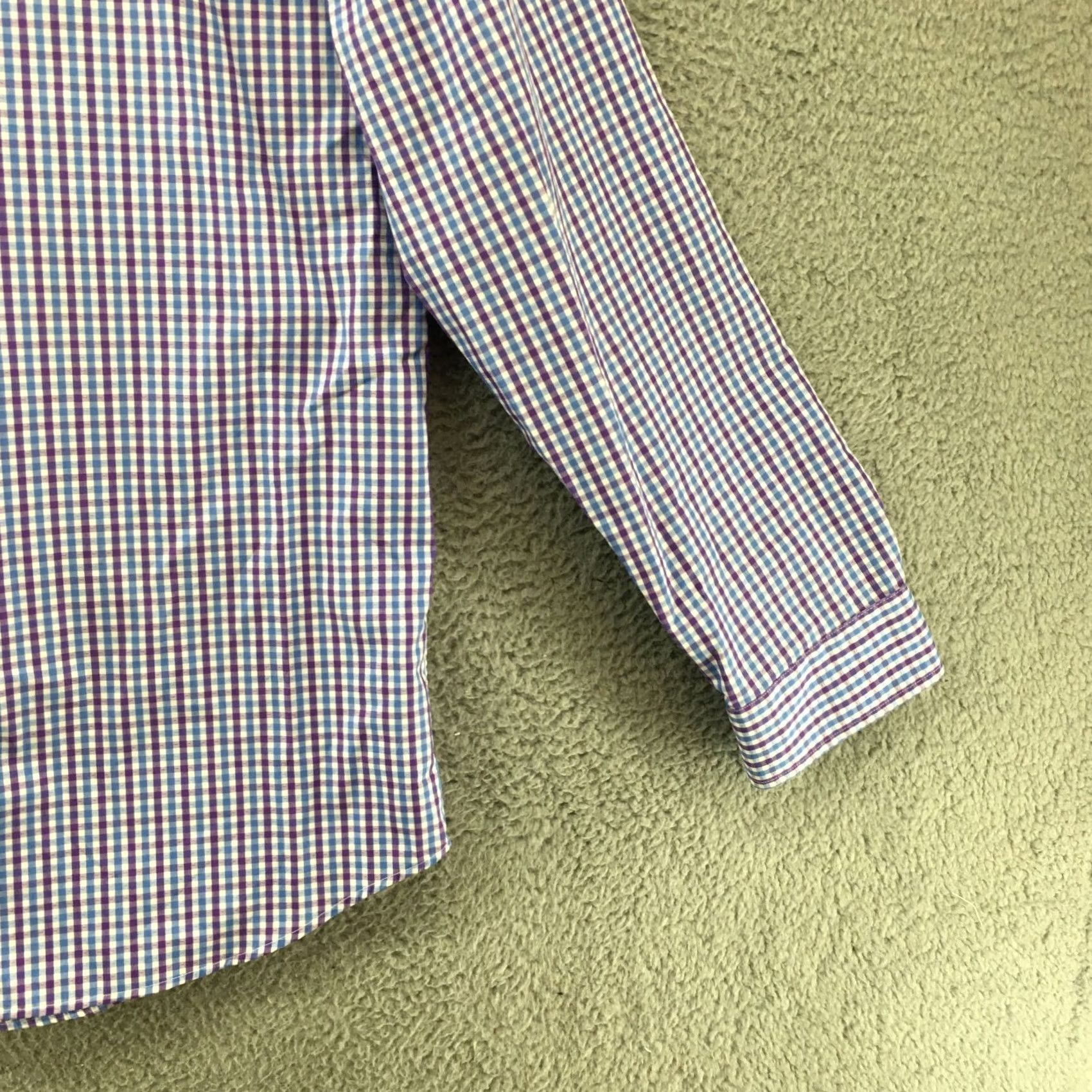 Banana Republic Banana Republic Button-Up Dress Shirt Mens XL Purple Check Collared Long Sleeve Slim Non-Iron Regular Fit Size 46R - 3 Thumbnail