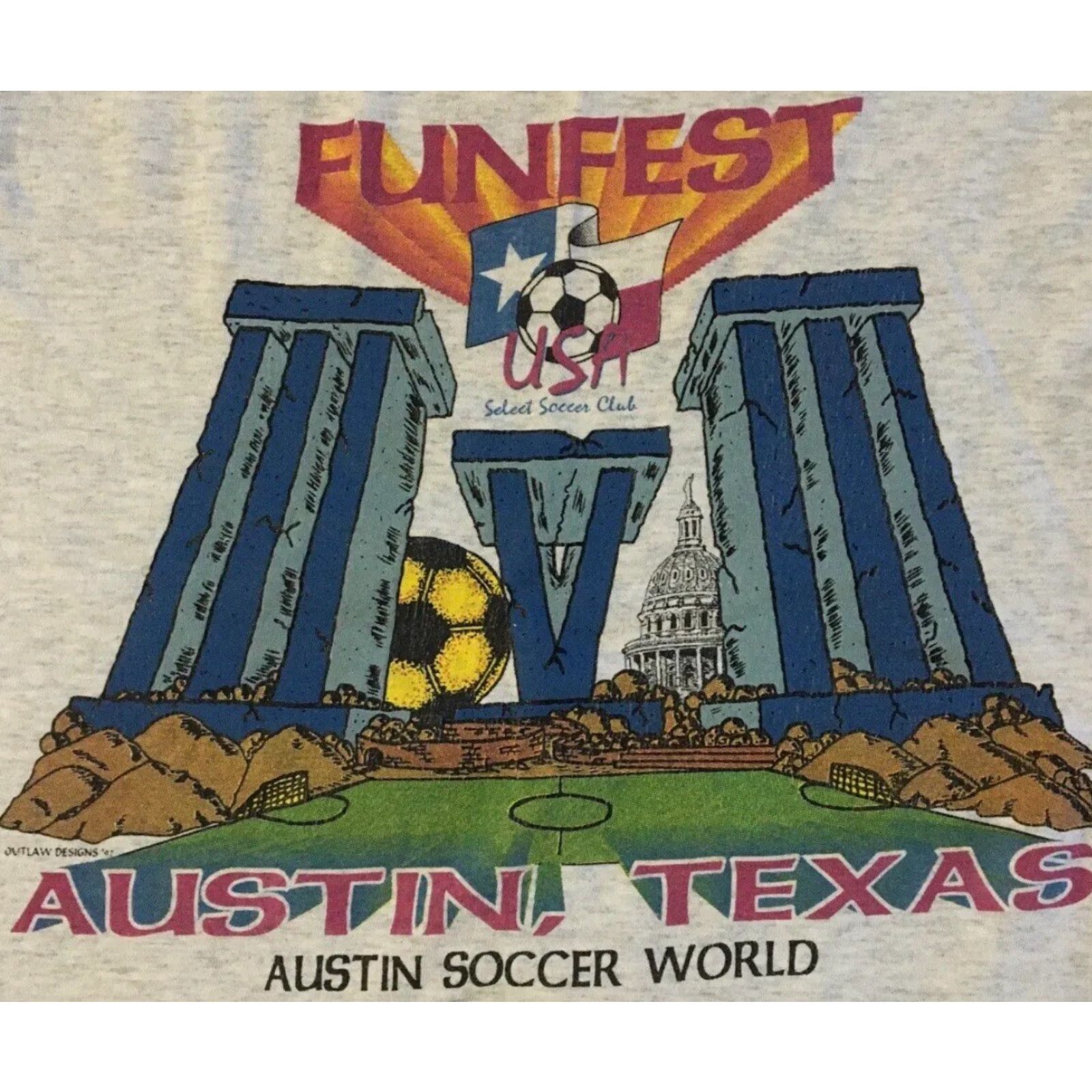 Vintage VINTAGE 90s Austin Soccer World Faded Distress Shirt S USA Gray Men T-Shirt Long Sleeve Small Size US S / EU 44-46 / 1 - 2 Thumbnail