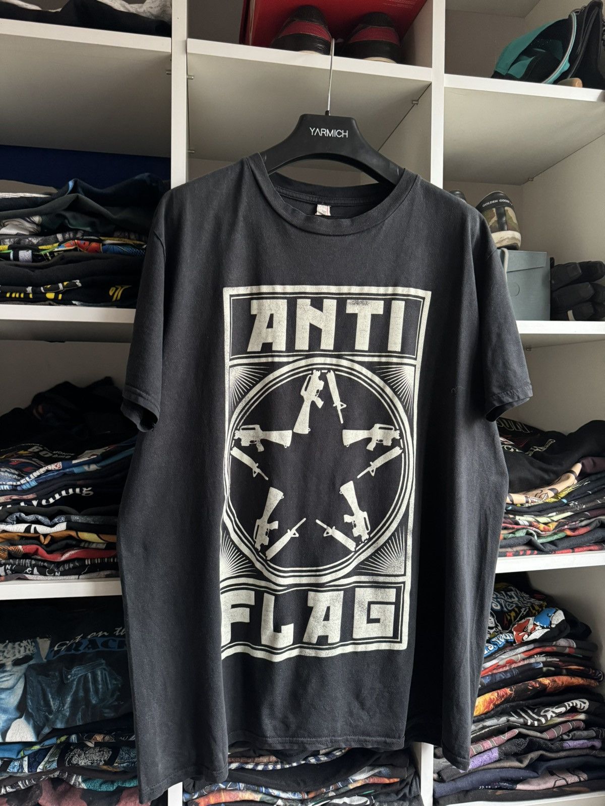 Band Tees × Vintage Vintage 90s Anti Flag Pentagram Print Band Metal T shirt Size US L / EU 52-54 / 3 - 3 Thumbnail