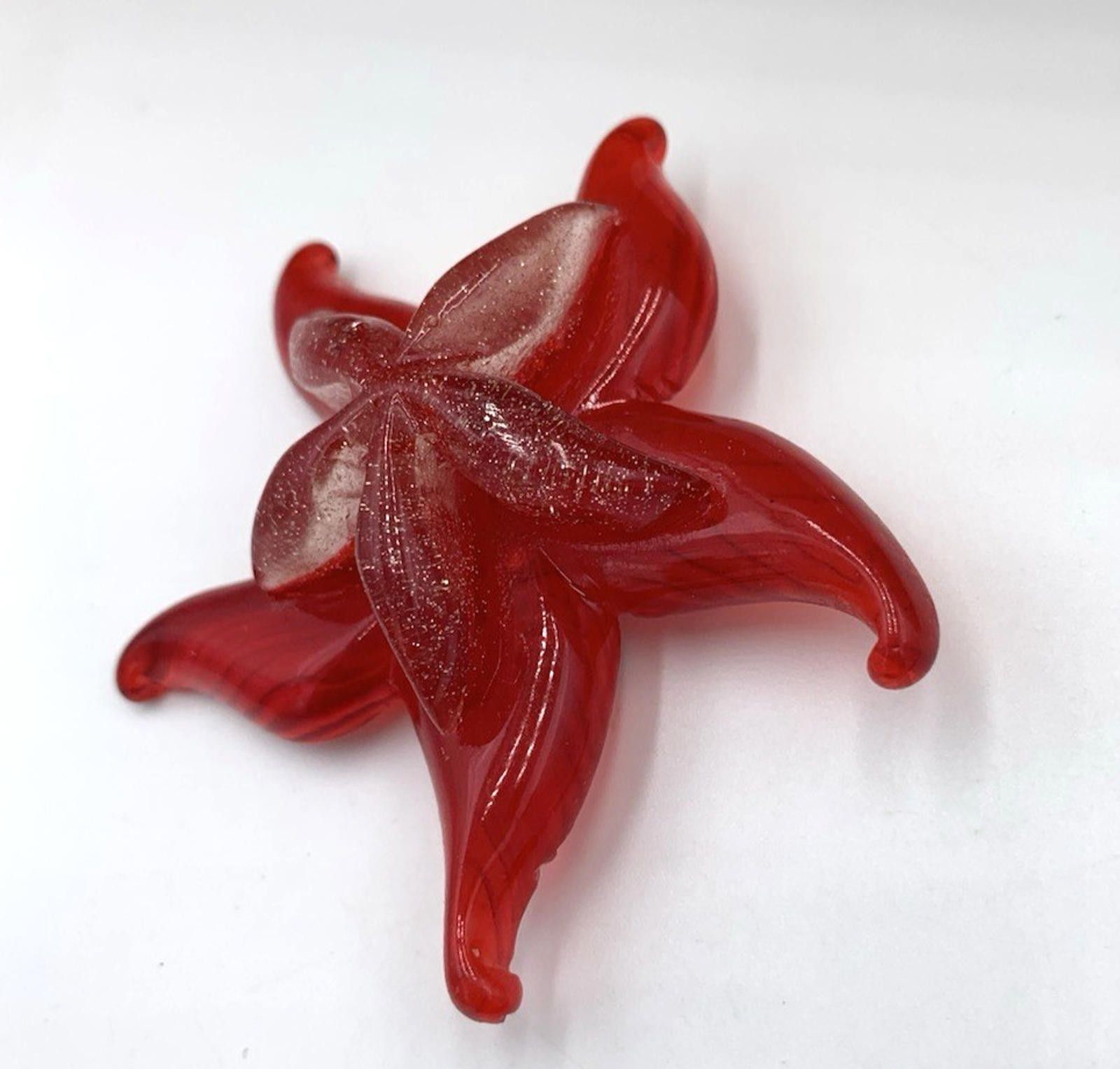 Other Midcentury Red Layered Lucite Glitter Red Starfish Brooch Size ONE SIZE - 5 Thumbnail