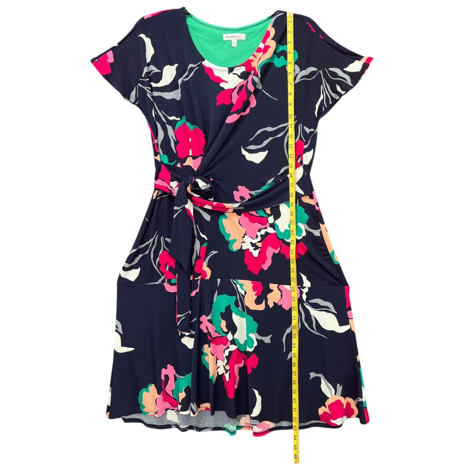 Other Robbie Bee - Women's Short Sleeve Floral Fit + Flare Dress - Size L / US 10 / IT 46 - 8 Thumbnail