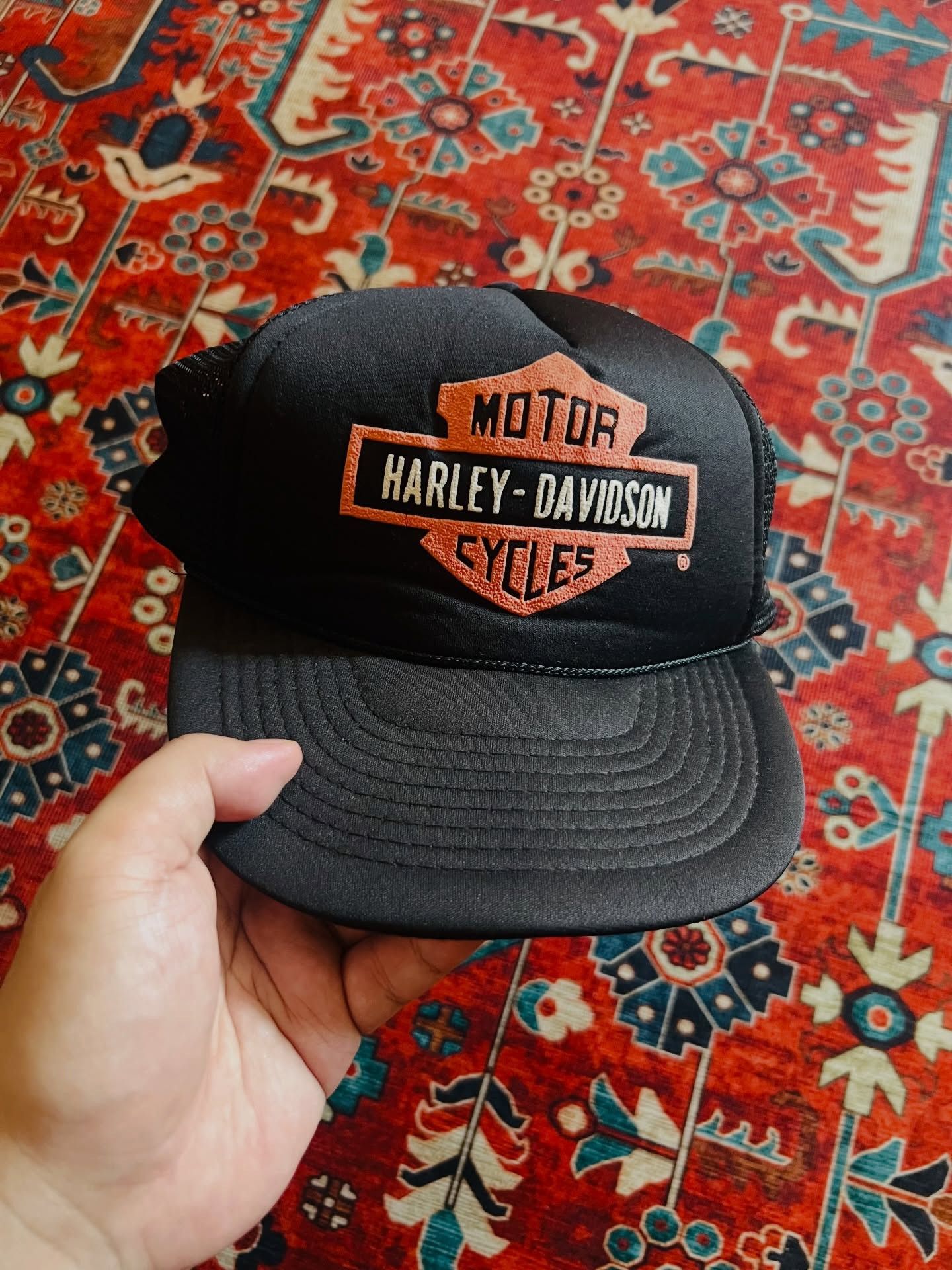Harley Davidson Vintage Harley Davidson Motorcycles Rope Black Trucker Hat Size ONE SIZE - 1 Thumbnail