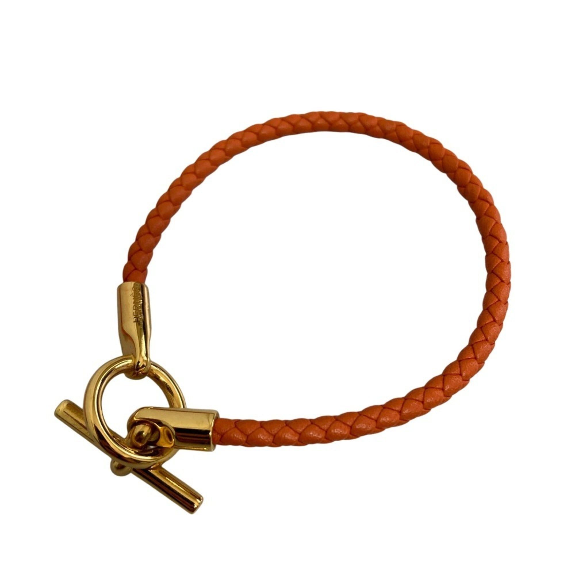 Hermes Hermes Glenan Leather Bracelet Orange Women's Size ONE SIZE - 1 Thumbnail