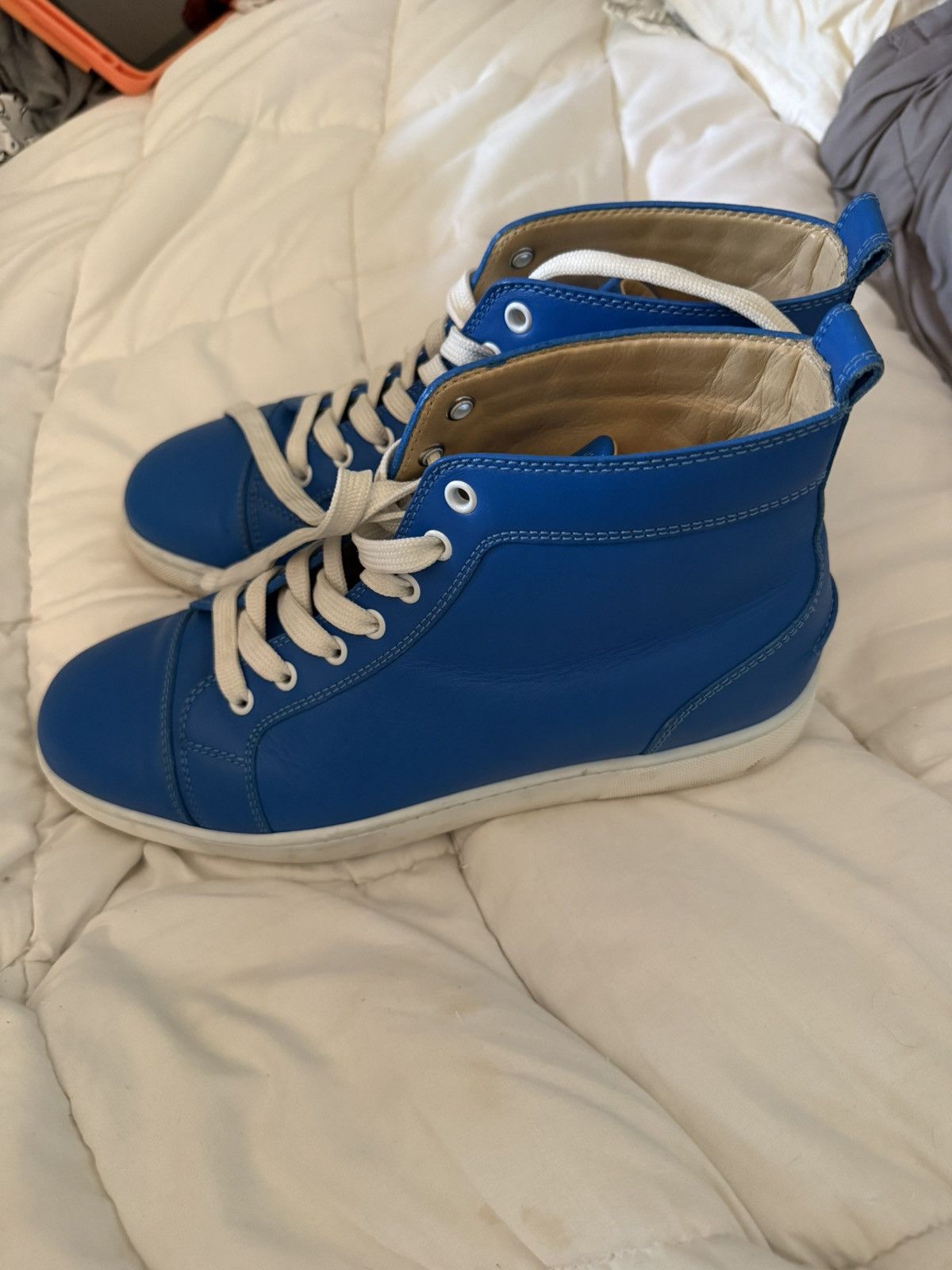 Christian Louboutin Christian Louboutin mens blue calf leather high tops Size US 8.5 / EU 41-42 - 3 Thumbnail