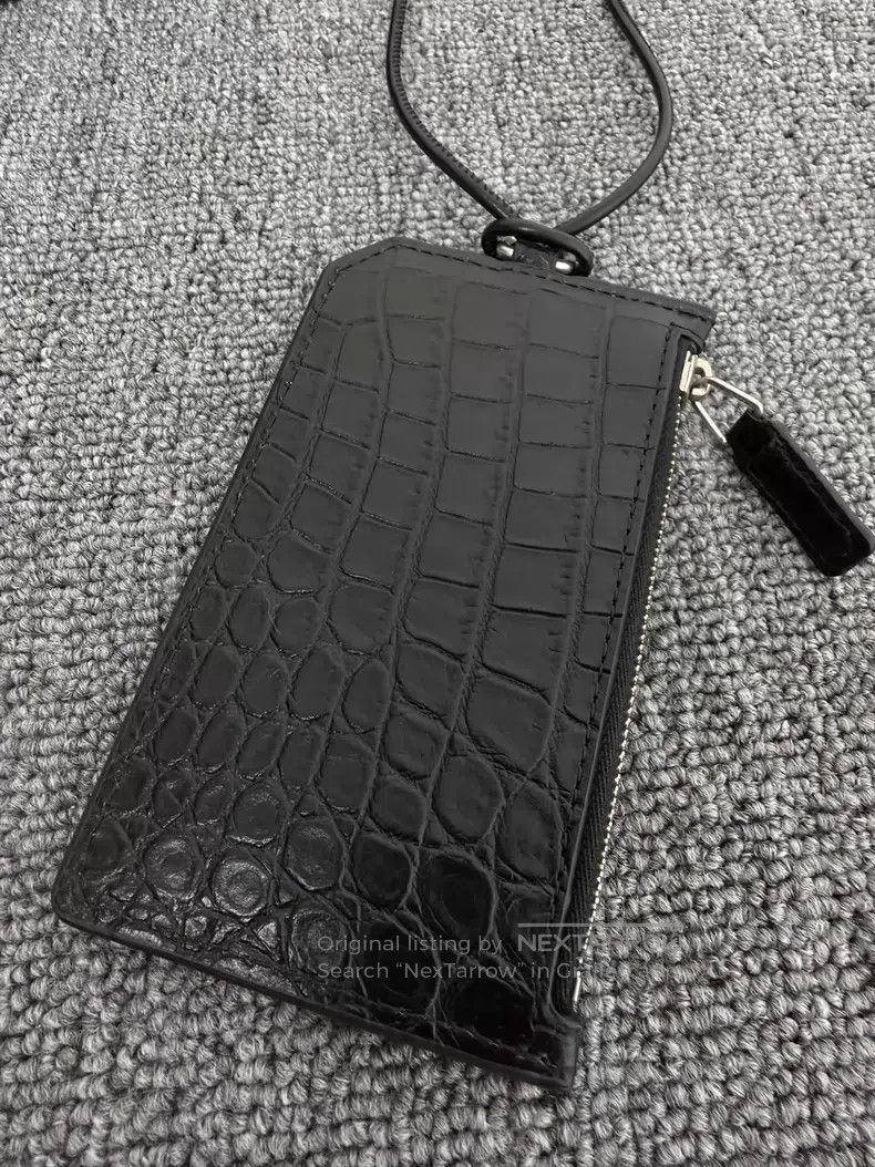 Other Saint Laurent Paris Black Crocodile Patterned Leather Stra Size ONE SIZE - 5 Thumbnail