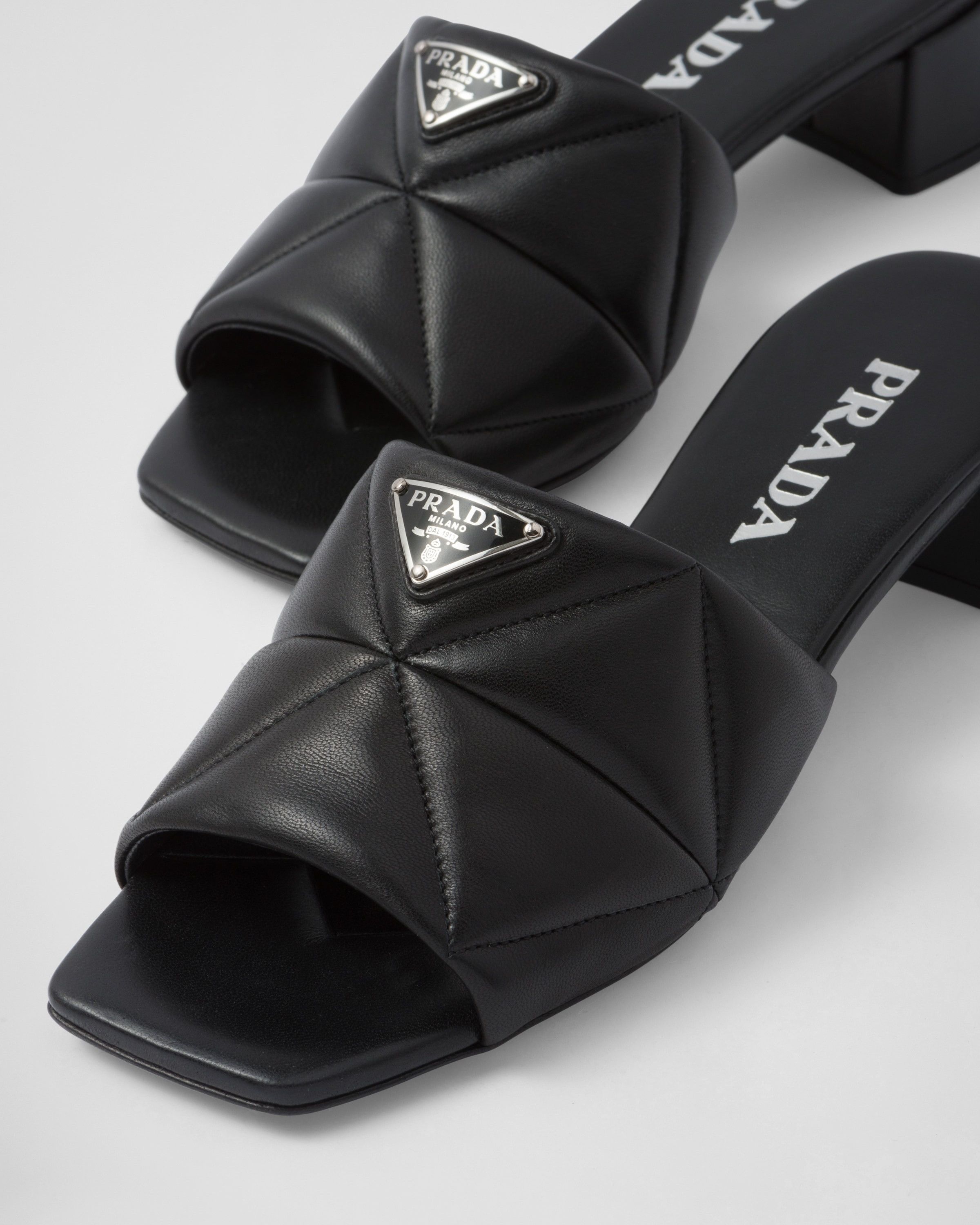 Prada oc11z0625 Quilted Nappa Slides Sandals in Black Size US 11 / IT 41 - 6 Thumbnail
