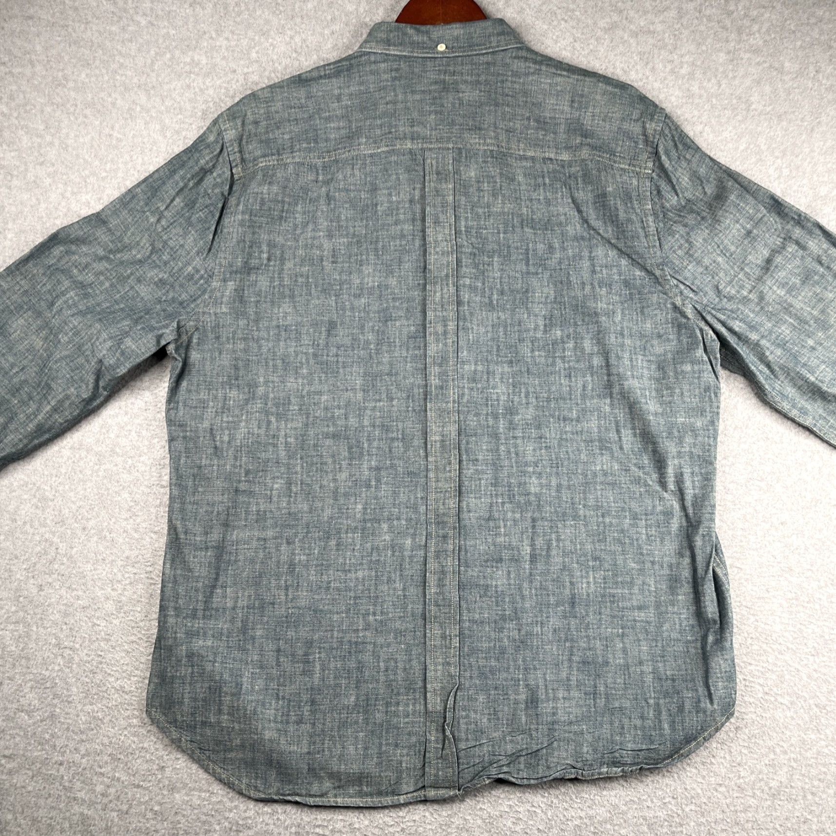 7 For All Mankind 7 For All Mankind Shirt Blue Denim 2XL Long Sleeve Button Up Collared Pocket Mens Size US XXL / EU 58 / 5 - 6 Thumbnail