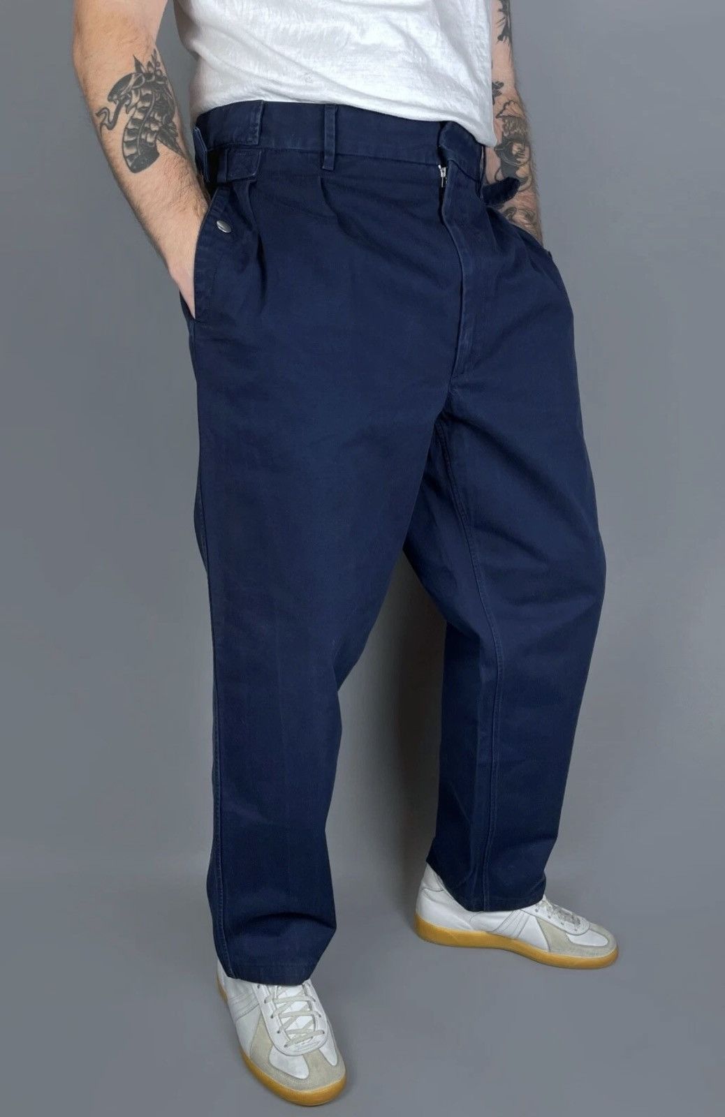 Maison Margiela Maison Martin Margiela Baggy Navy Pants Adjustable Waist 52 Size US 34 / EU 50 - 18 Thumbnail