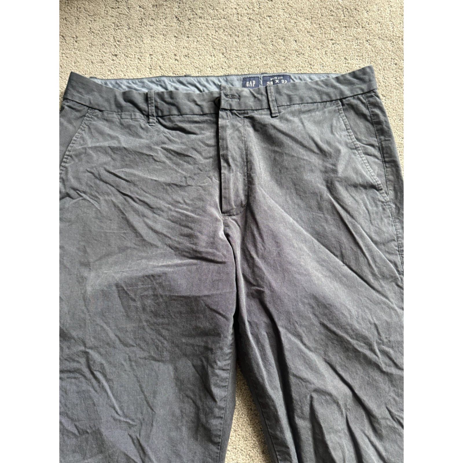 Gap Gap Mens Pants Chino 36x32 Blue Solid Slim Flat Front Cotton Casual Mens Size US 36 / EU 52 - 2 Thumbnail
